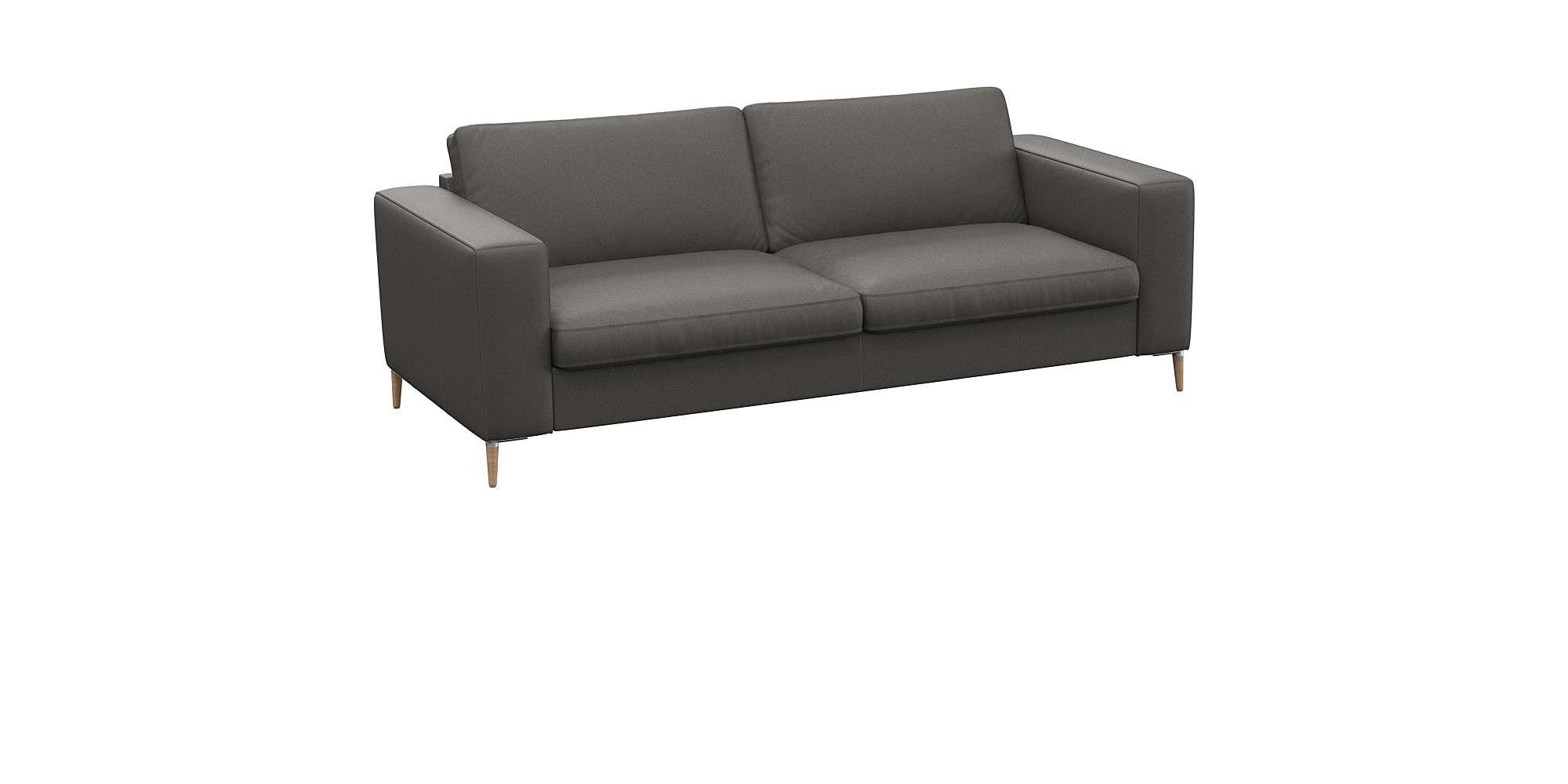 FLEXLUX 2,5-zitsbank Fiore, super zitcomfort door koudschuim, brede armleuningen, voeten van aluminium + eiken