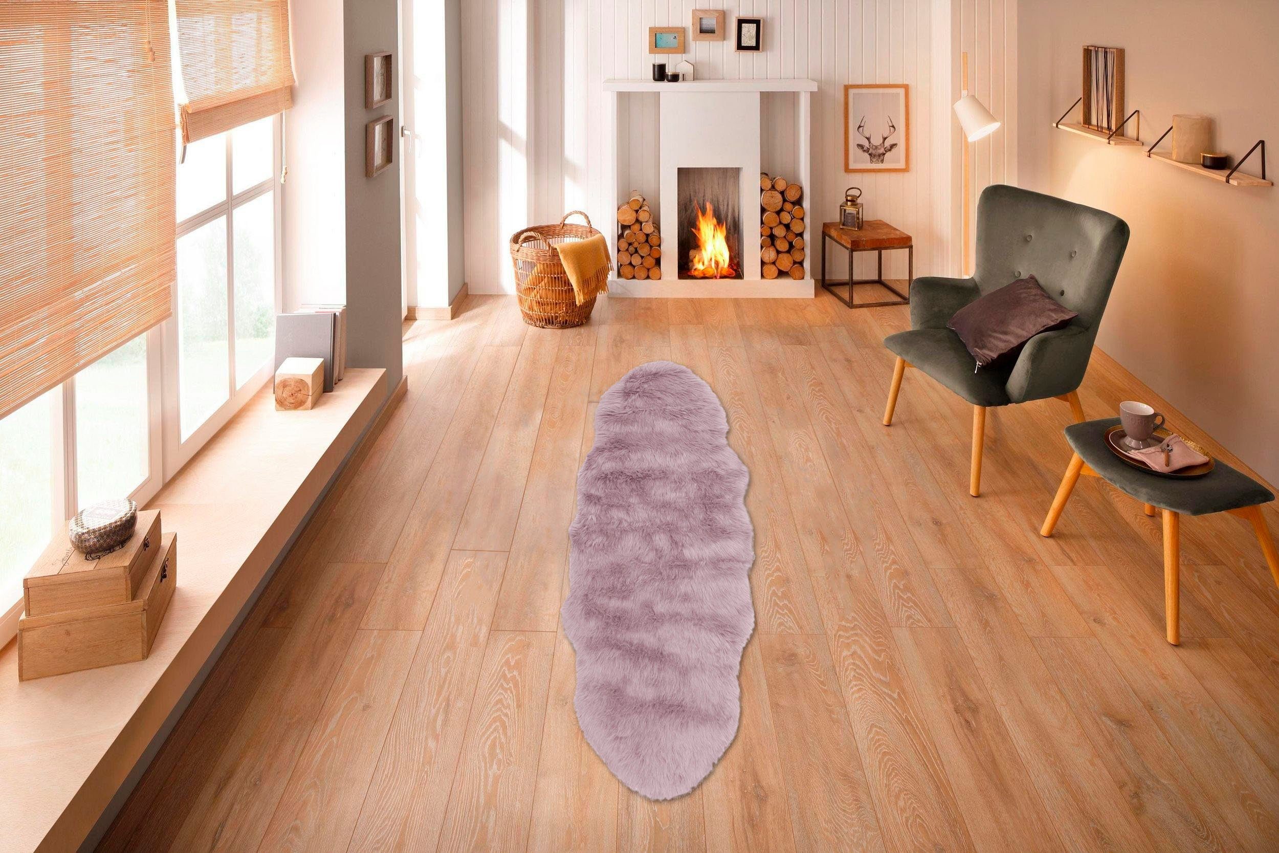 my home Hoogpolig vloerkleed Valeria schapenvacht tapijt knuffelig Imitatiebont, vachtmodel, zachte vloerkleden, slaapkamer, woonkamer