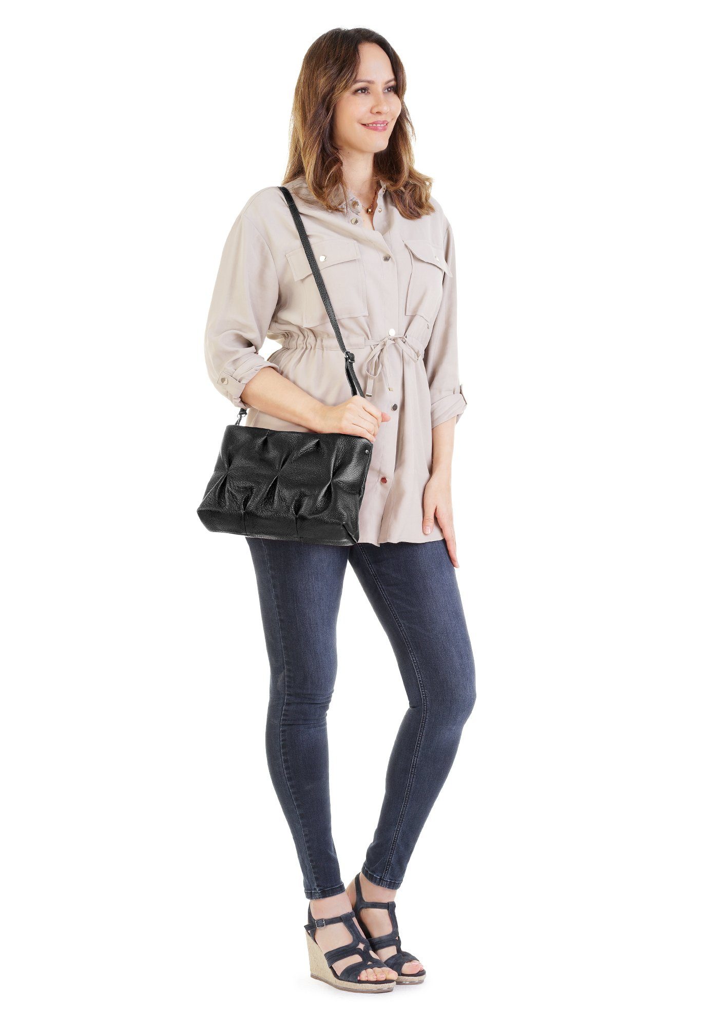 Cluty Schoudertas echt leer, made in italy