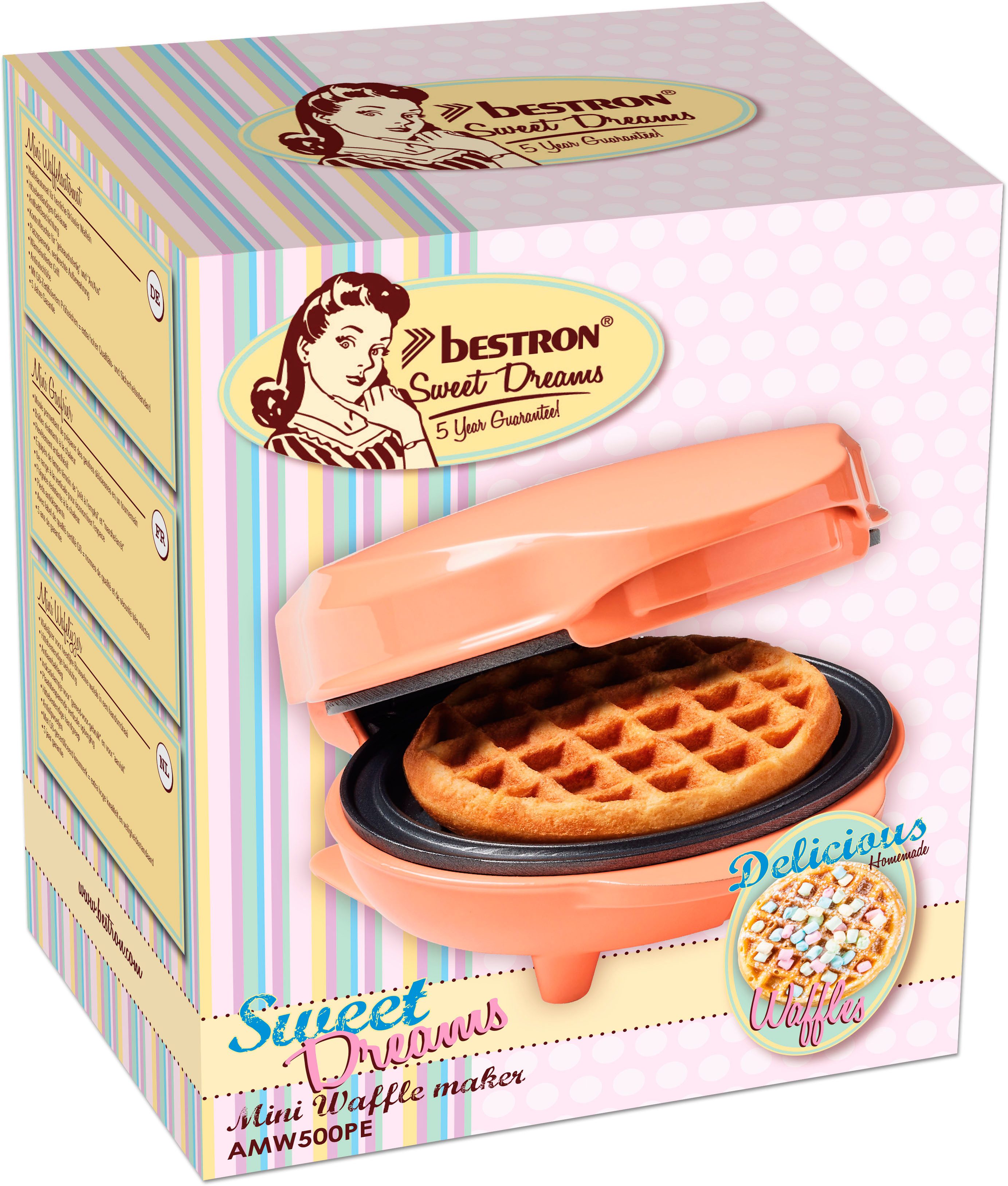 bestron Wafelijzer AMW500 Mini voor klassieke wafels, kleine wafelmaker met antiaanbaklaag