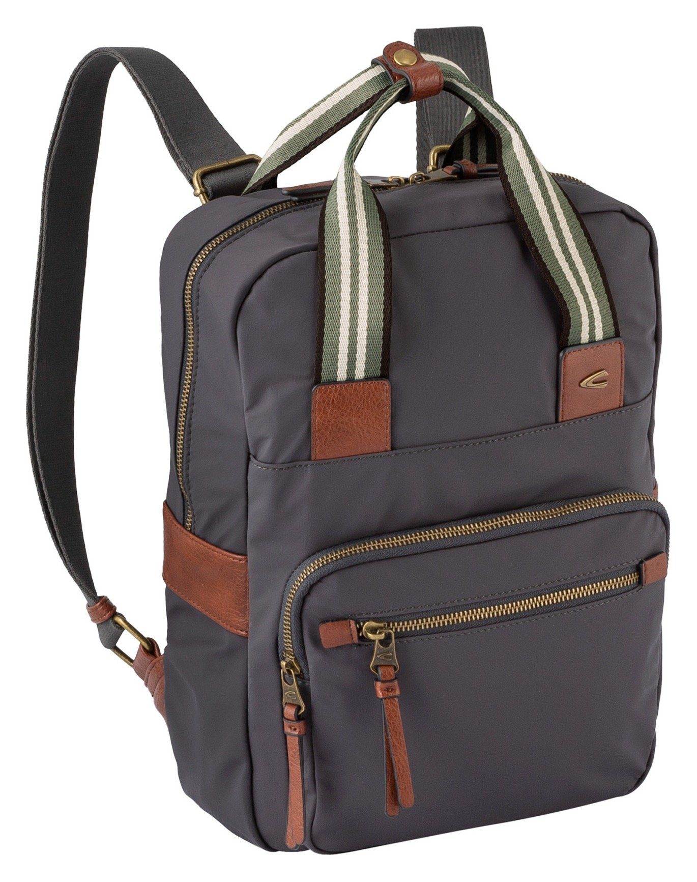 camel active Rugzak Bari van hoogwaardig mat nylon met gestreept geweven band