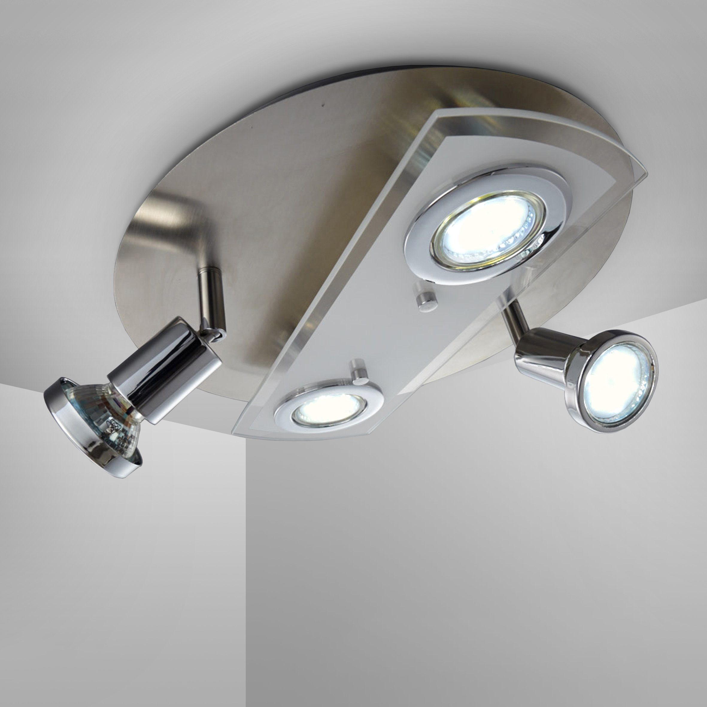 B.K.Licht Ledplafondspot voor buiten ORION LED plafondlamp, rond, metaal, glas, spot, incl. 3W...