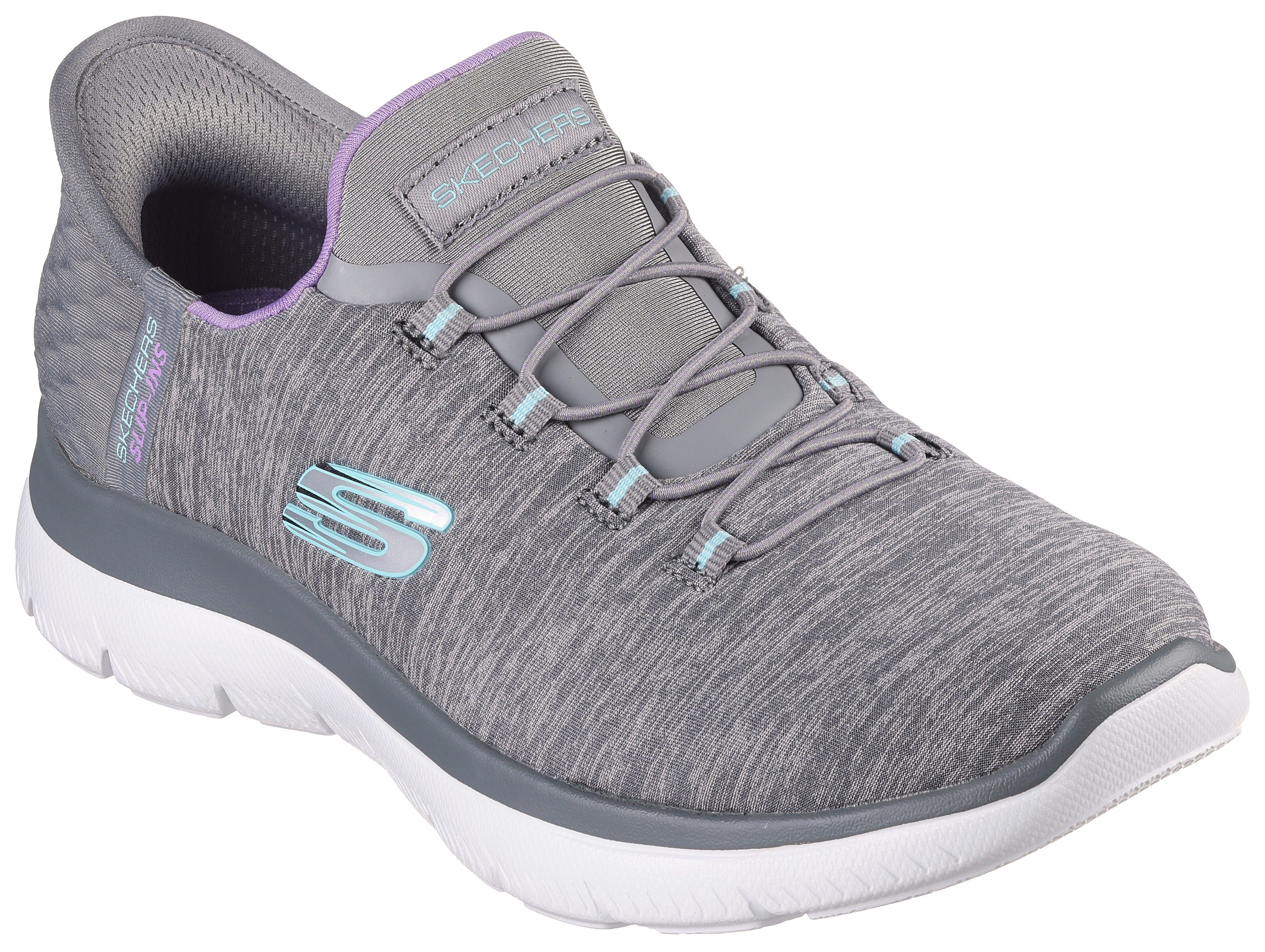 Skechers Instappers SUMMITS DAZZLING HAZE Slip-ins sneaker, vrijetijdsschoen met subtiele contrastdetails dames sportieve slippers maat 35 EU grijs