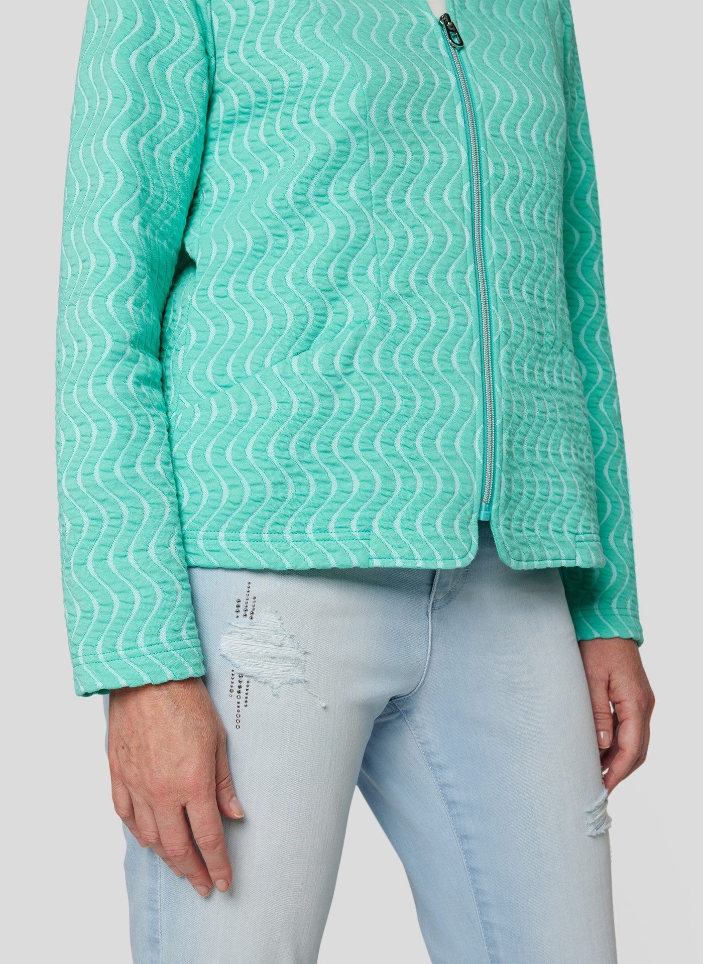 Rabe Kort jack met rits en allover-patroon