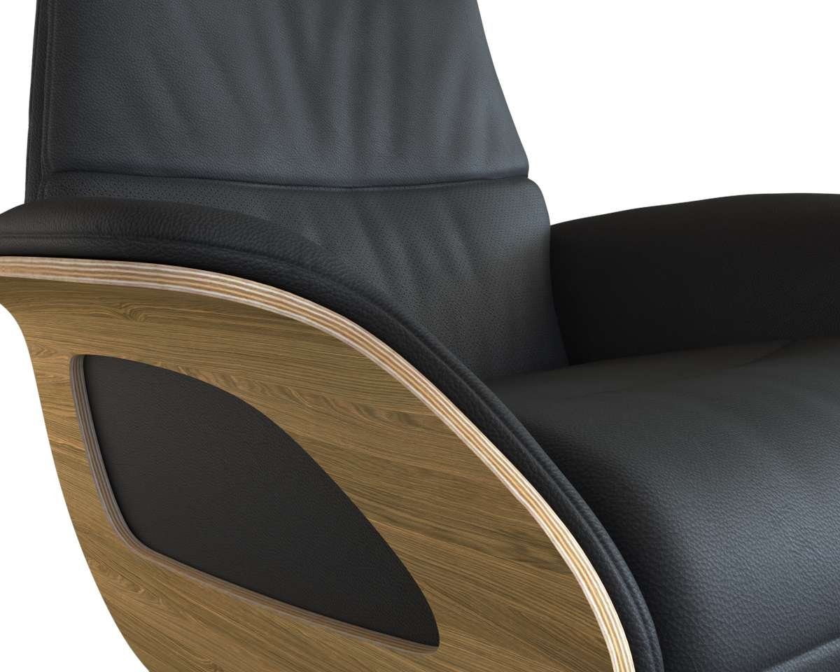 FLEXLUX Relaxfauteuil Clement praktische elektrische fauteuil Maat M, elektrische rug- en voetensteun, accu, armleuning Eiken, aluminium voet