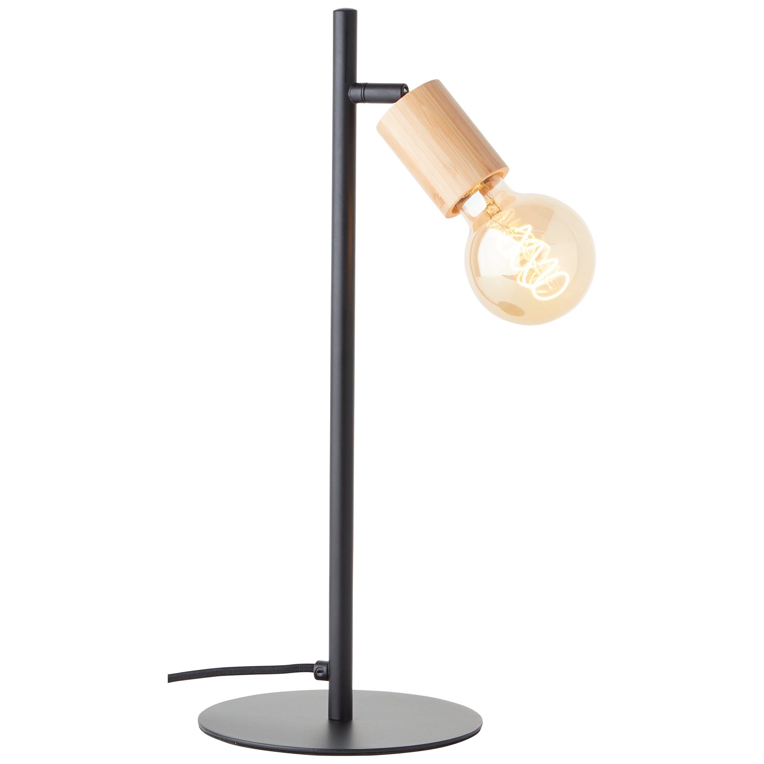 Brilliant Leuchten Tafellamp Tiffany Hoogte 45 cm, E27, metaal/bamboe, zwart mat/natuur