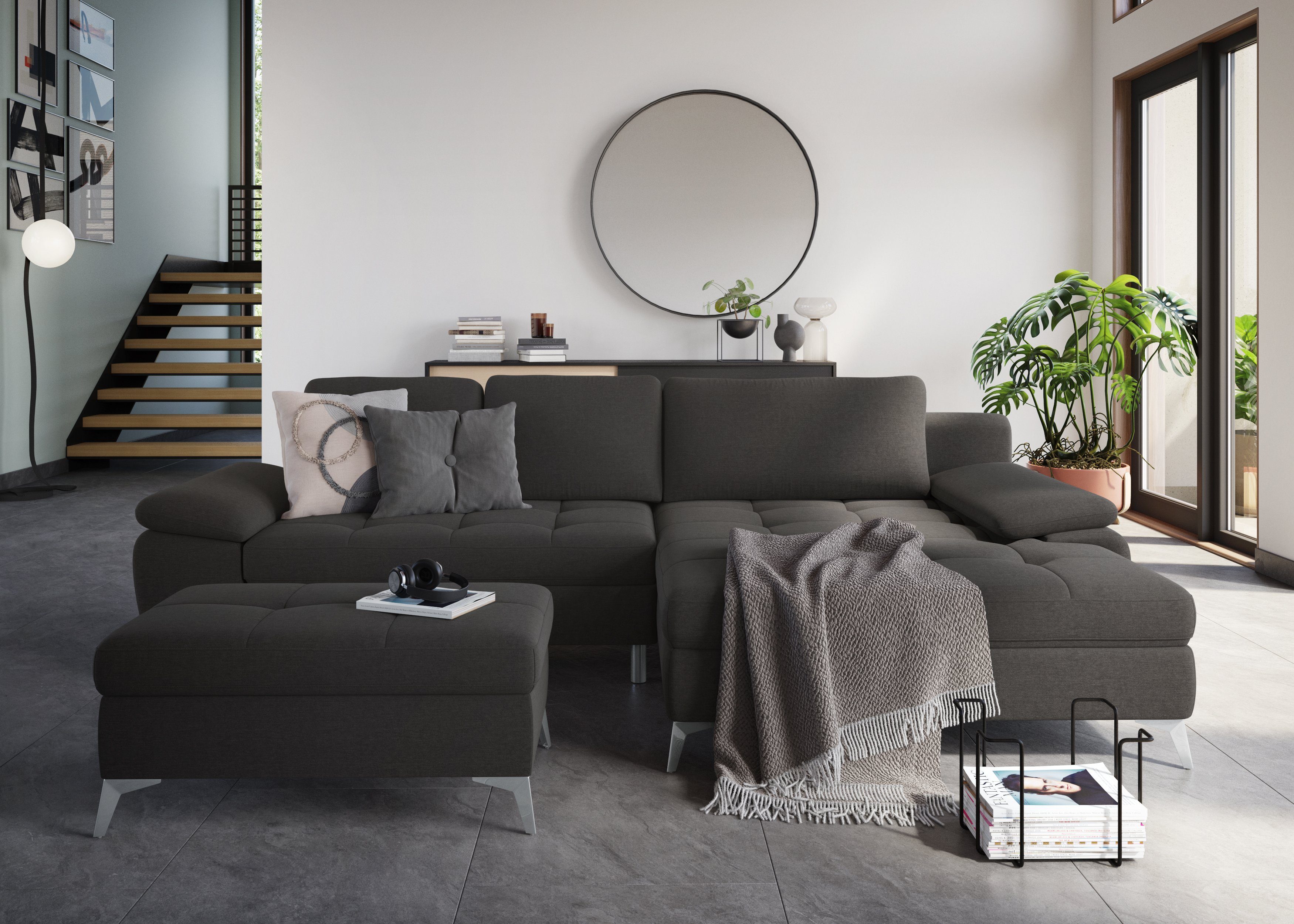 sit&more Hoekbank Latigo L-vorm met mega-récamier, naar keuze met slaapfunctie en bedkist
