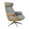 FLEXLUX Relaxfauteuil Clement relaxstoel, gestoffeerde stoel, ligstoel, TV-stoel, Rug- & hoofdverstelling, draaibaar, armleuning eiken, voet aluminium