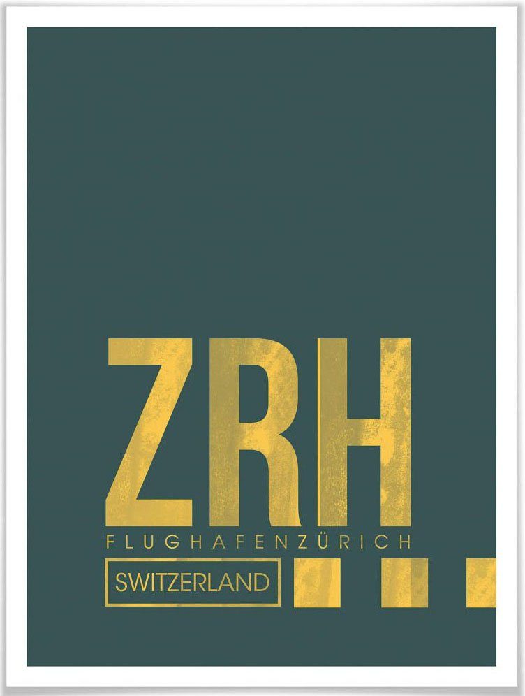 Wall-Art Poster Artprint ZRH luchthaven Zürich Poster, artprint, wandposter (1 stuk)
