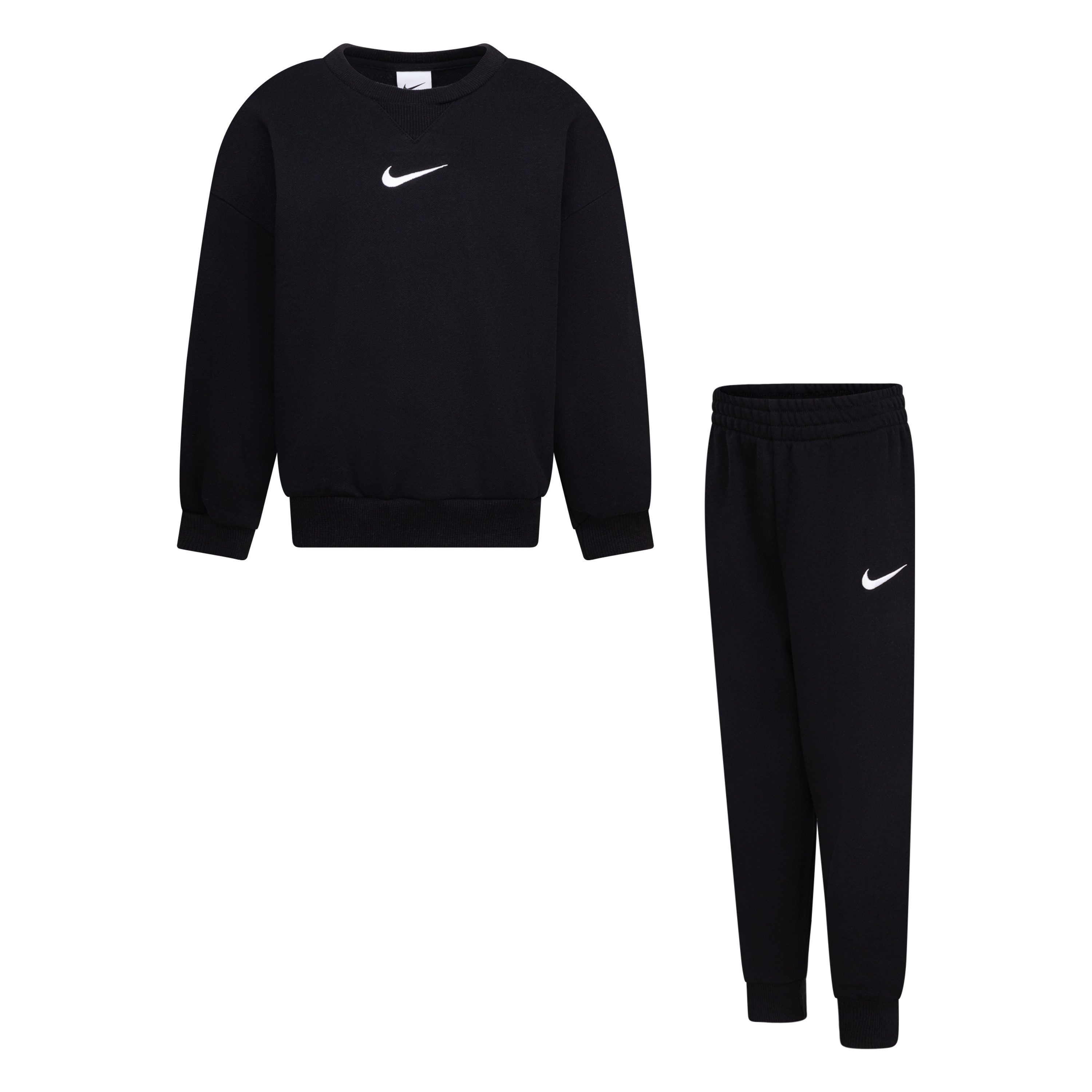 Nike Sportswear Joggingpak NKN ESSENTIAL FLEECE CREW SET (2-delig) jongens joggingpakken maat 122 (7) zwart