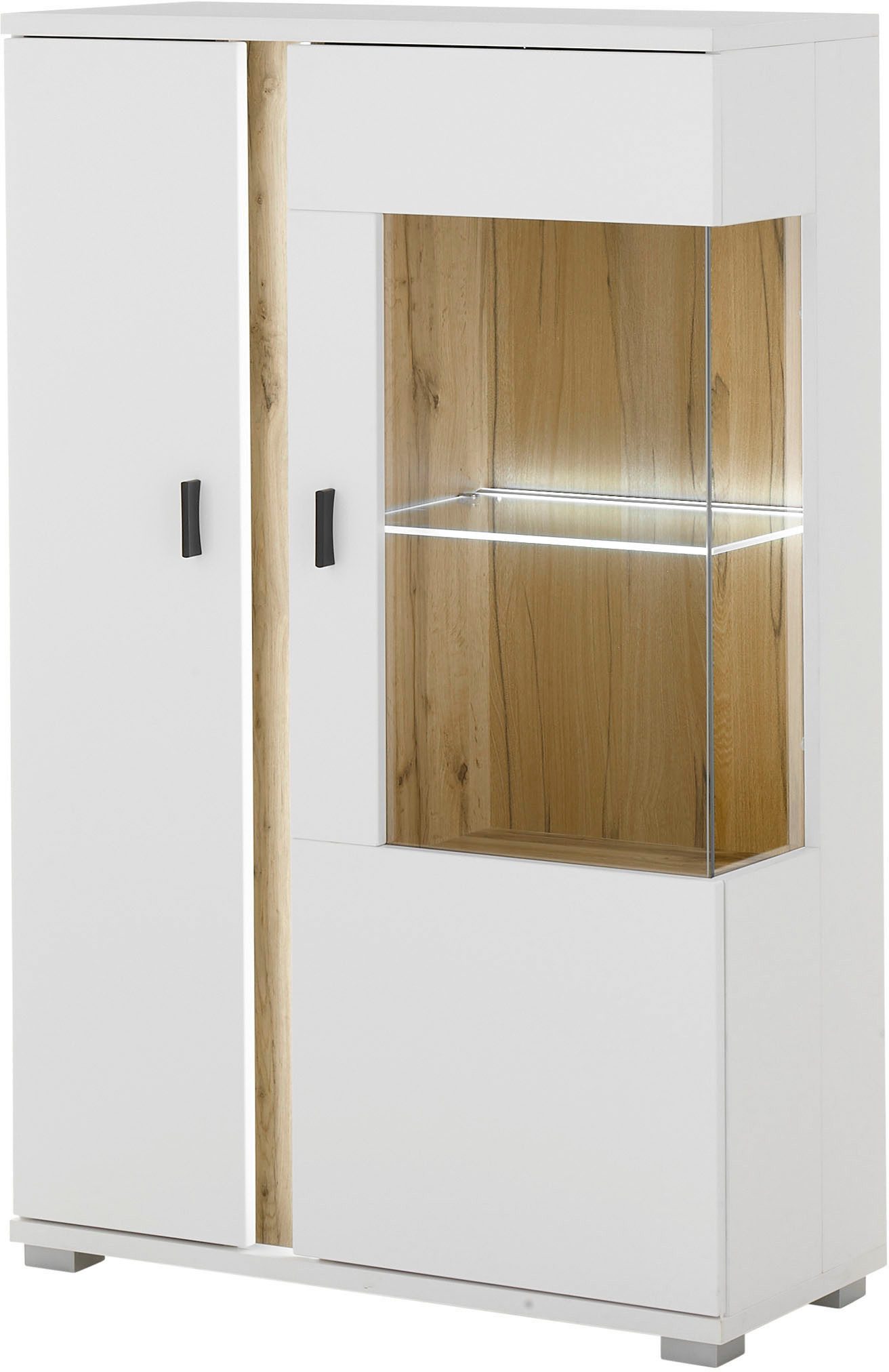 INOSIGN Vitrinekast LONG ISLAND, opberghangkast in moderne trendkleur, inclusief verticale verlichting, breedte 80 cm (1 stuk)