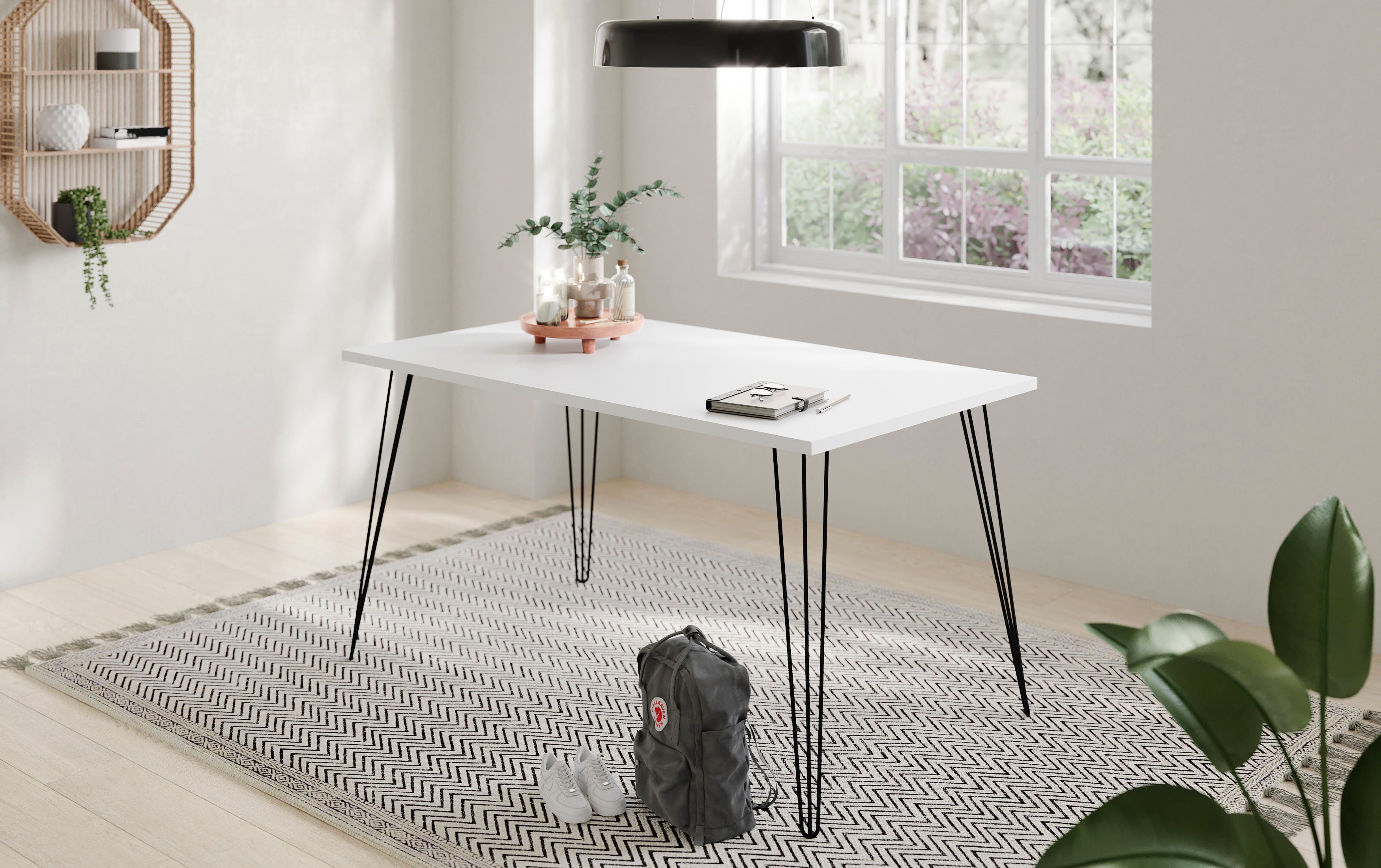Schildmeyer Tafeltje Fynn Tafelpoten van metaal bureaus maat 140,0 cm x 74,0 cm x 80,0 cm wit