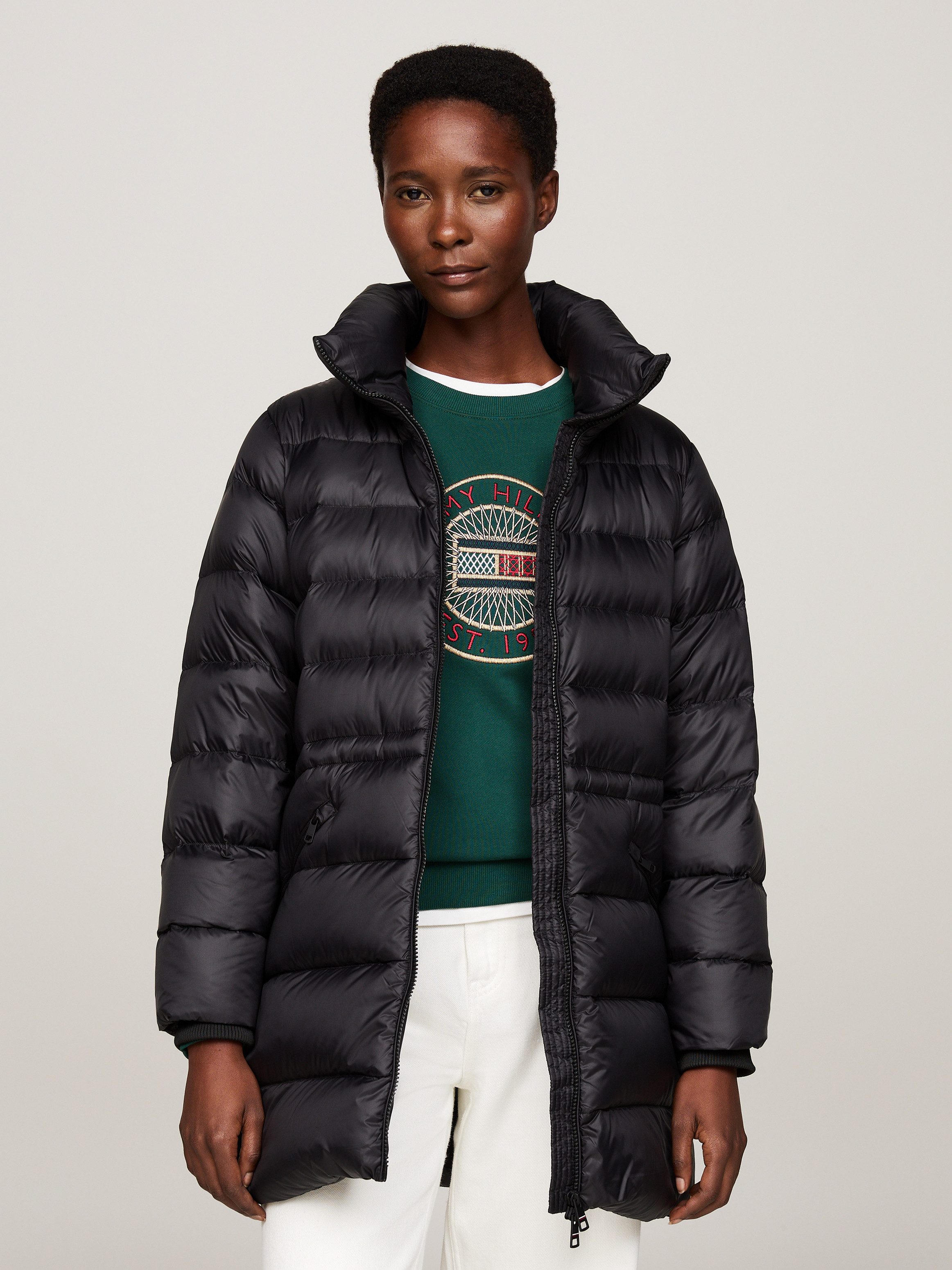 Tommy Hilfiger Lange jas met gestempeld logo