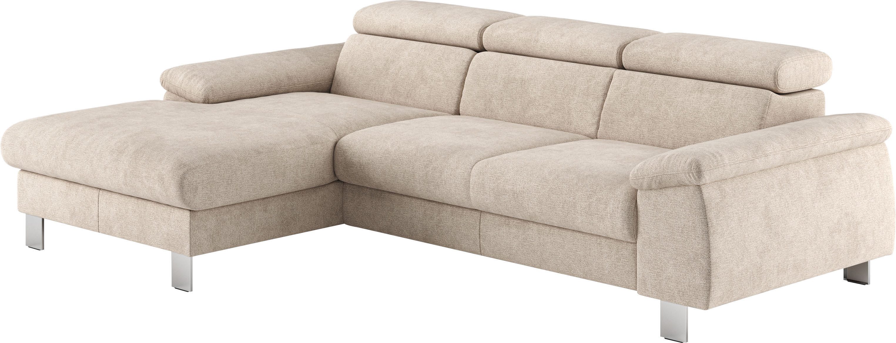 COTTA Hoekbank Komaris L-vorm met hoofdeindeverstelling keuze met bedfunctie, bedlade & verlichting