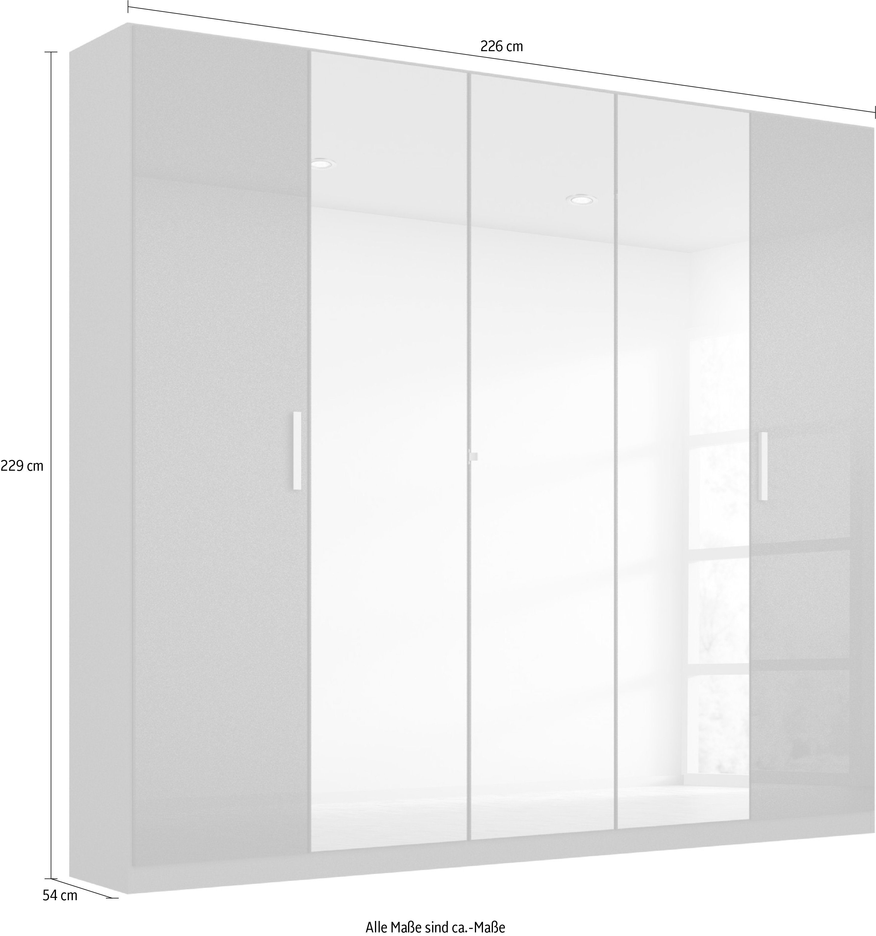 rauch Draaideurkast Koluna Hoogglansfront met spiegel, inclusief 2 lades en extra planken
