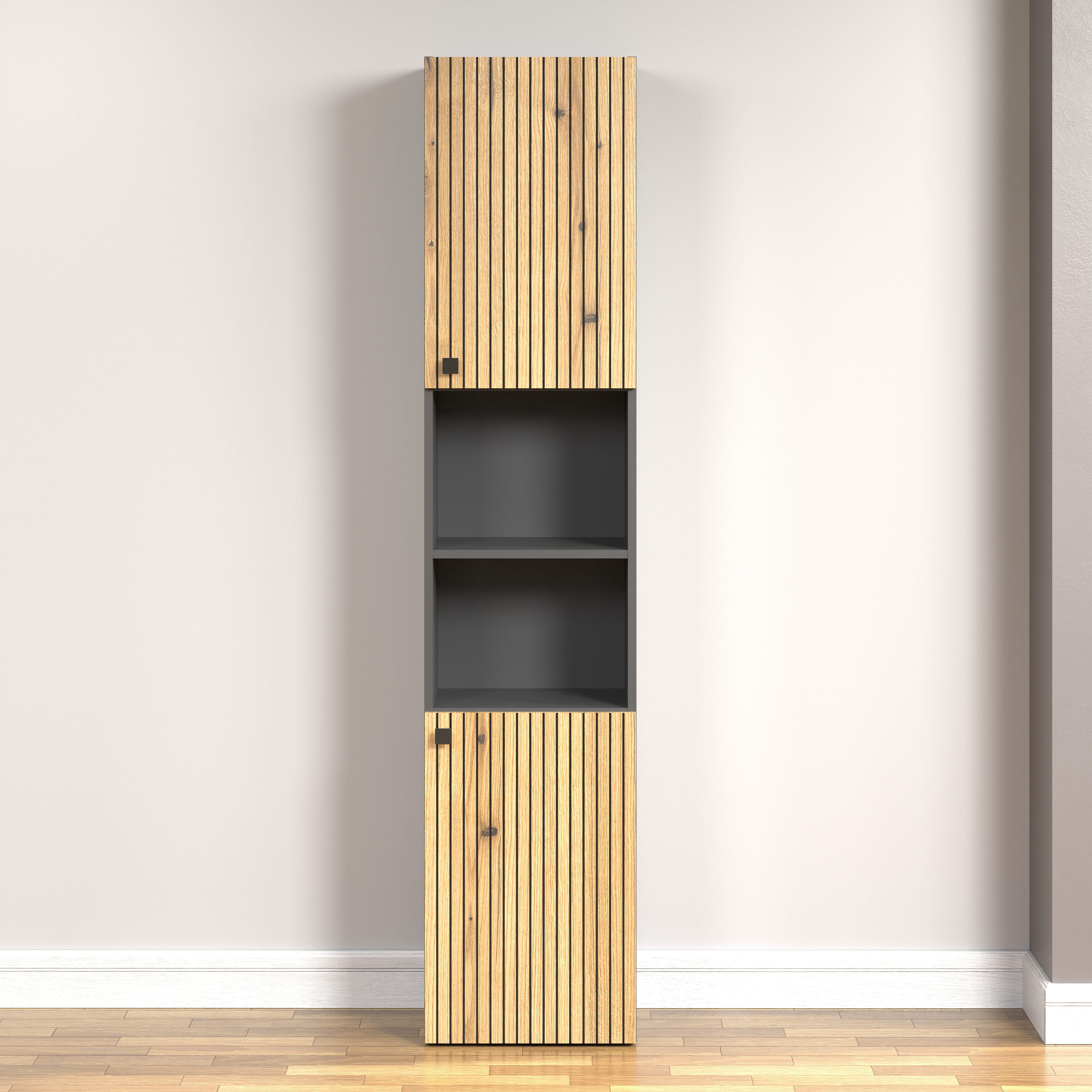 welltime Hoge kast Amrum Breedte 40 cm, ruime hoge kast eik ribbellook badkamerkast (1 stuk)
