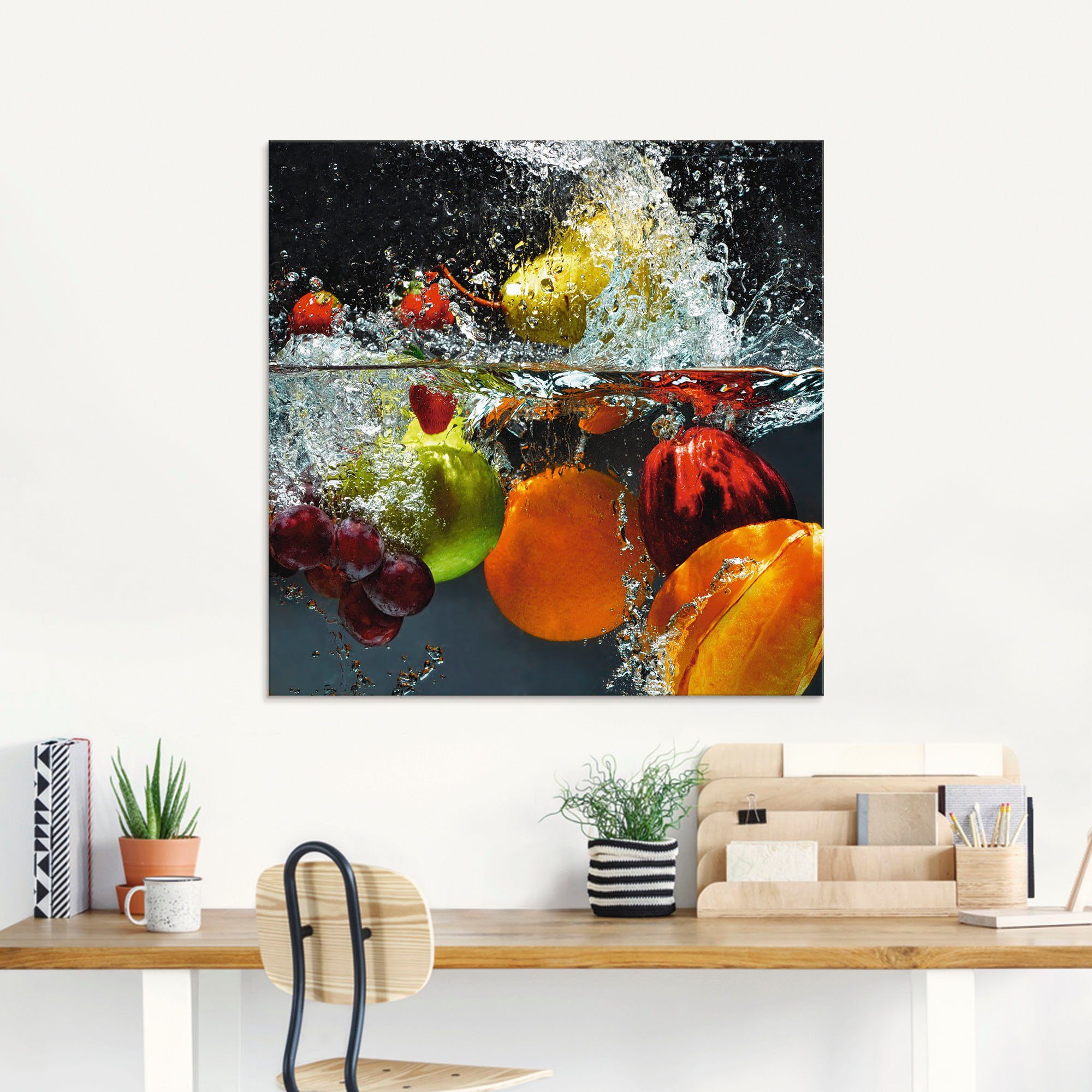 Artland Print op glas Fruit in opspattend water