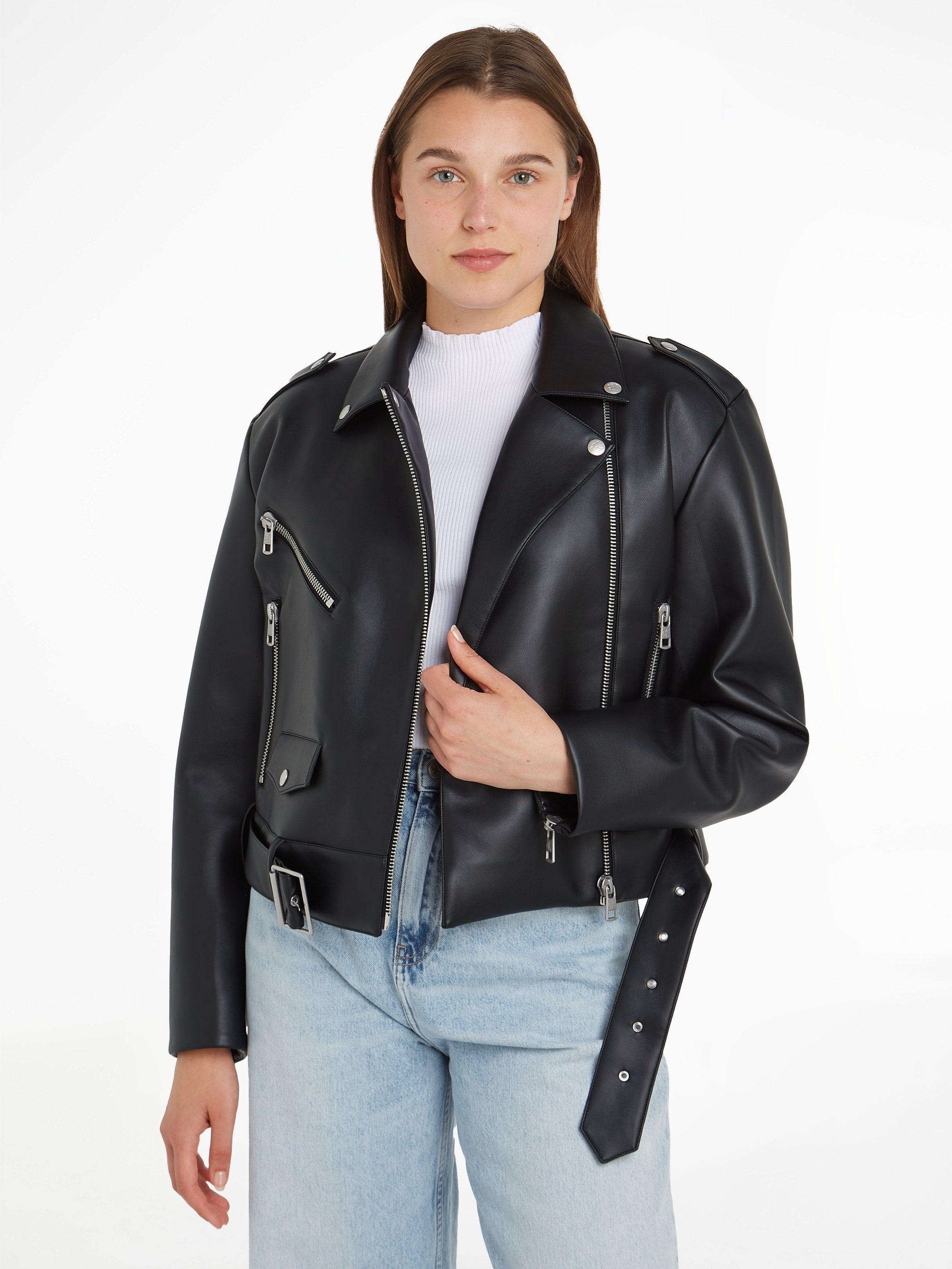 Calvin Klein Leren jack CLASSIC FAUX LEATHER BIKER