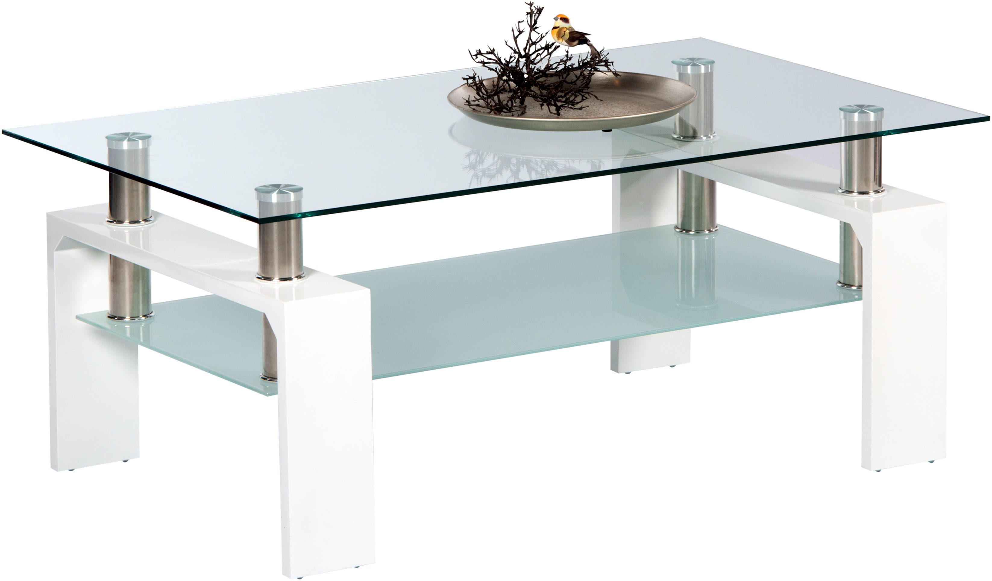 OTTO Stolkom Salontafel Mango II glazen tafel, salontafel, tafel glas BxHxD 100x46x60 cm Veiligheidsglas 8mm dik, roestvrijstalen buizen als