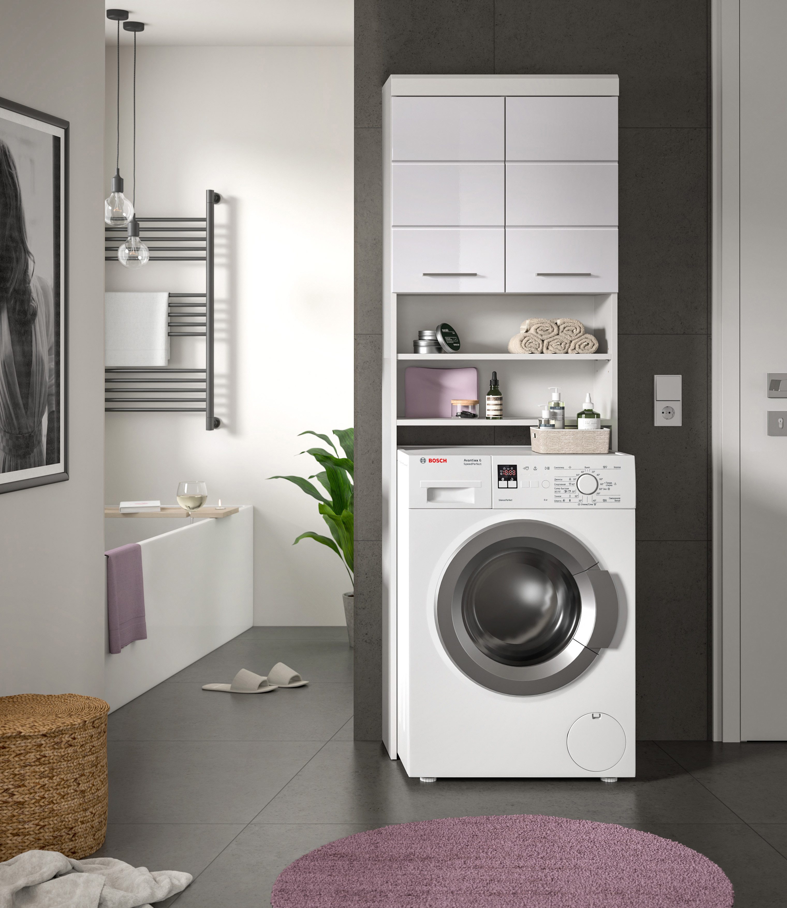 INOSIGN Kast voor wasmachine Siena, breedte 63 cm, voor wasmachine & droger, 2 deuren, MDF-front