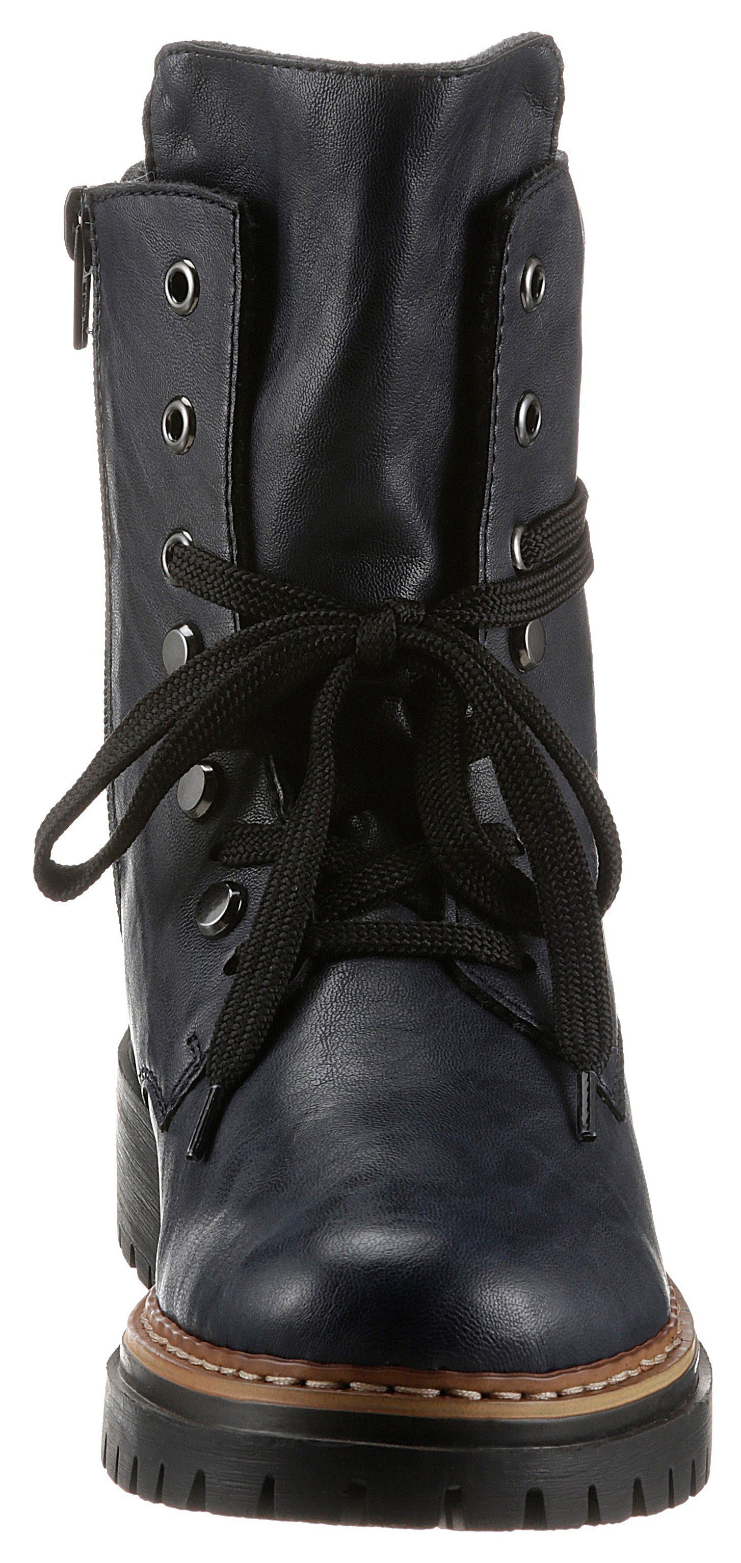 Rieker Hoge veterschoenen , enkellaarsjes, profielzool, blokhak, met casual vetersluiting