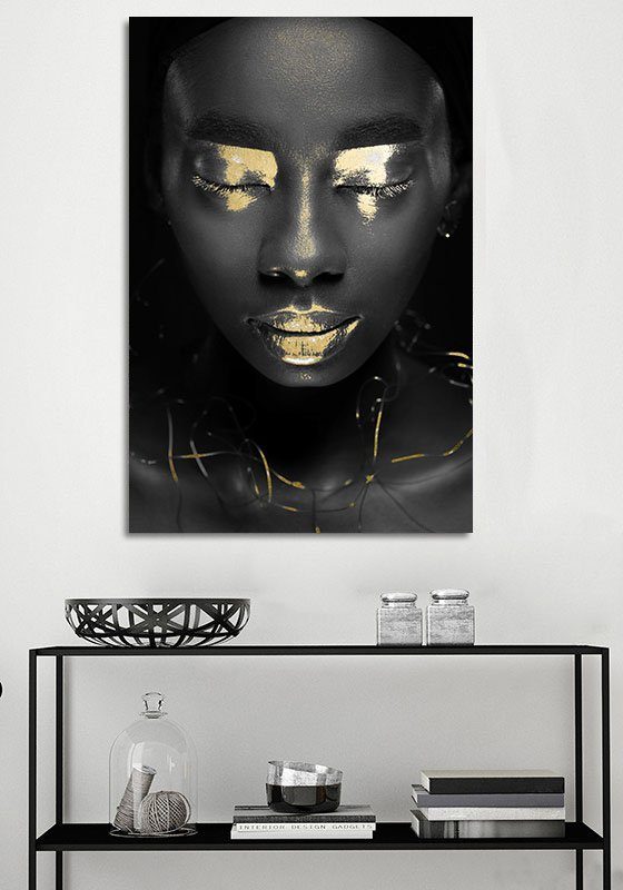 queence Artprint op acrylglas Amentet met de hand ingewerkte bladgoud applicaties (1 stuk)