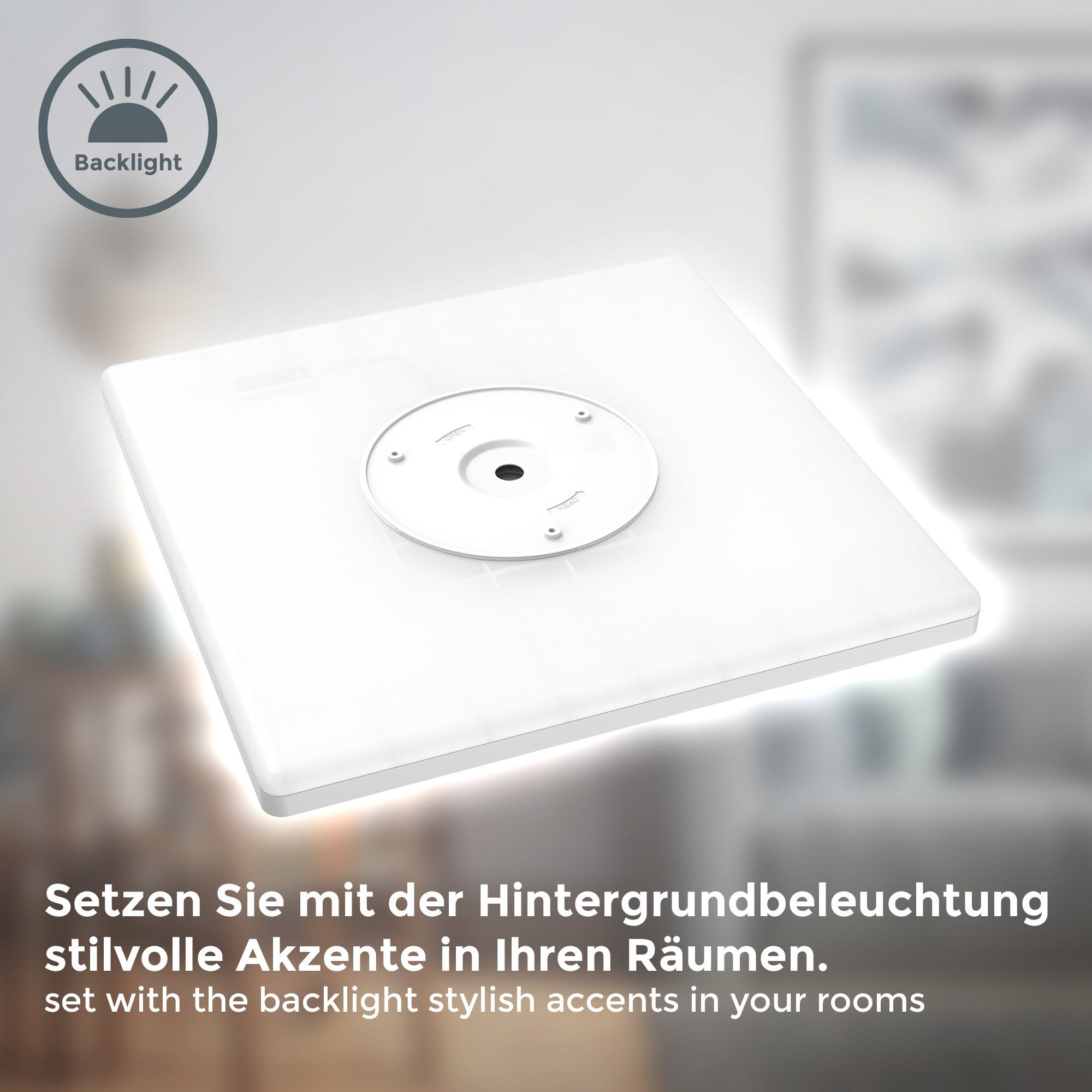 B.K.Licht Scherm Plafondlamp, dimbaar, ultra-dun, indirect licht, neutraal wit (1 stuk)