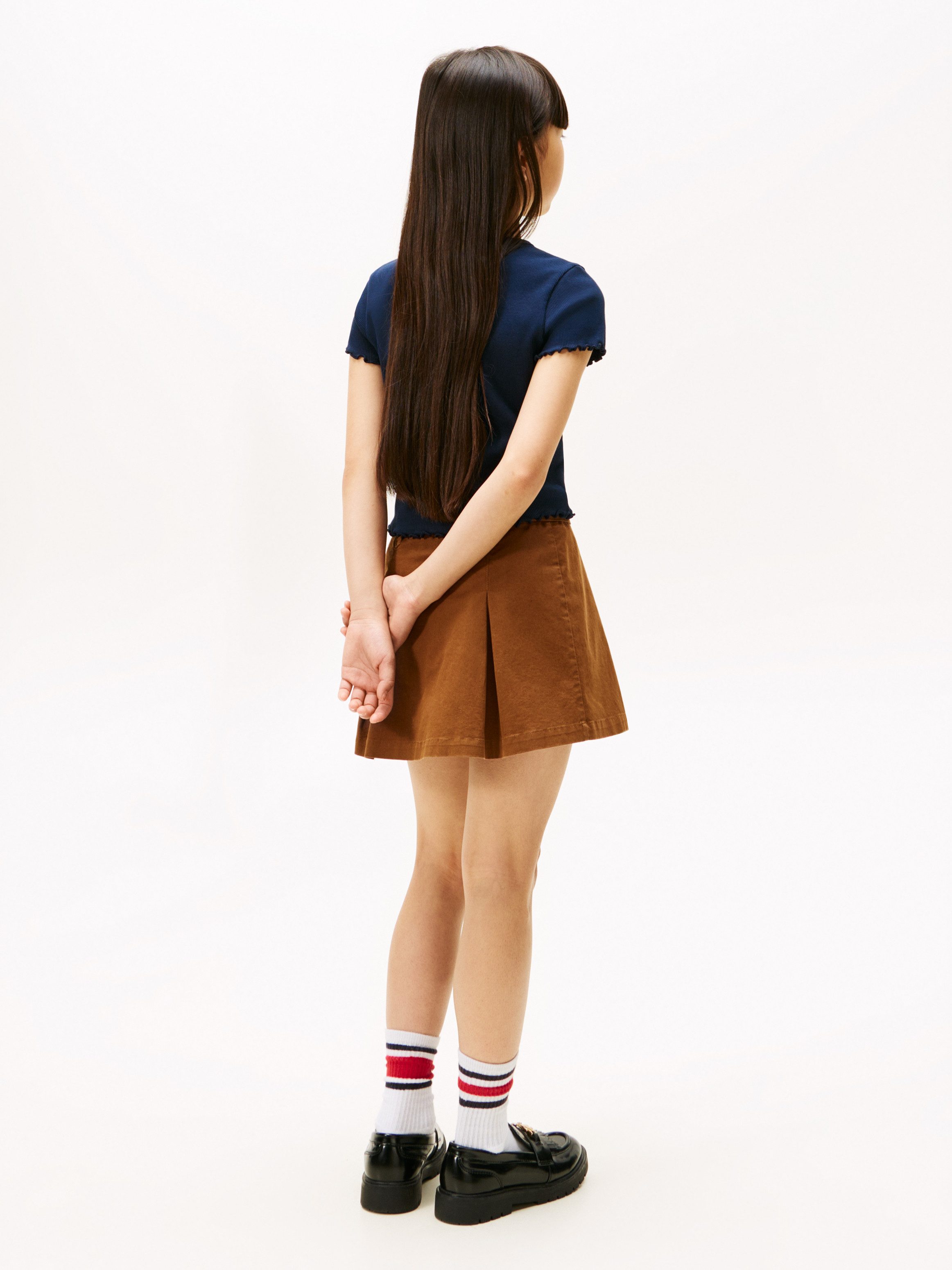 Tommy Hilfiger T-shirt ESSENTIAL RIB TOP SS met babylock-randen, met logo-borduursel