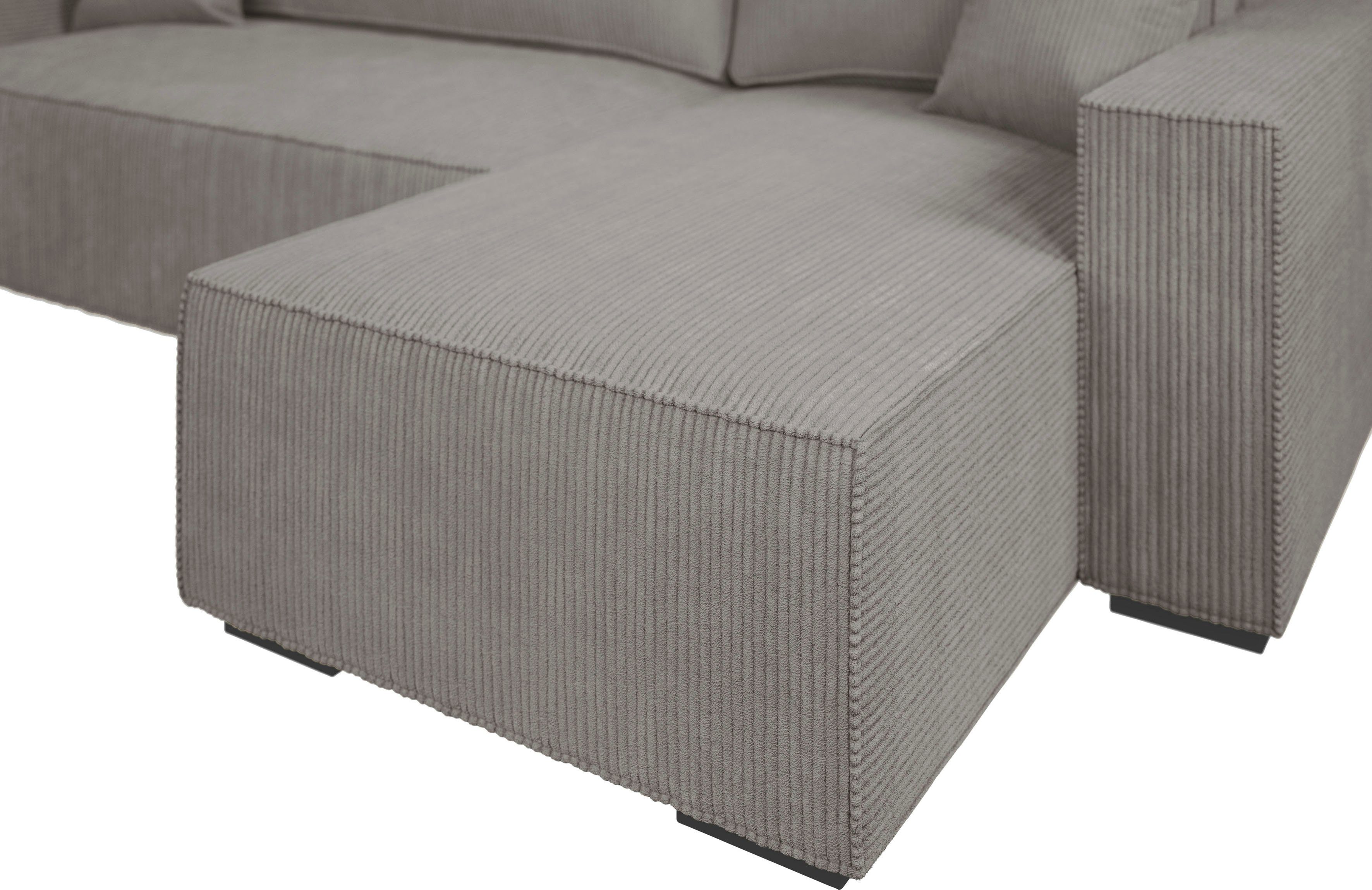 INOSIGN Hoekbank Winton ribfluwelen bank/slaapbank 253 cm Ribfluweel, omkeerbare recamiere, slaapfunctie (130/208 cm), bedbox