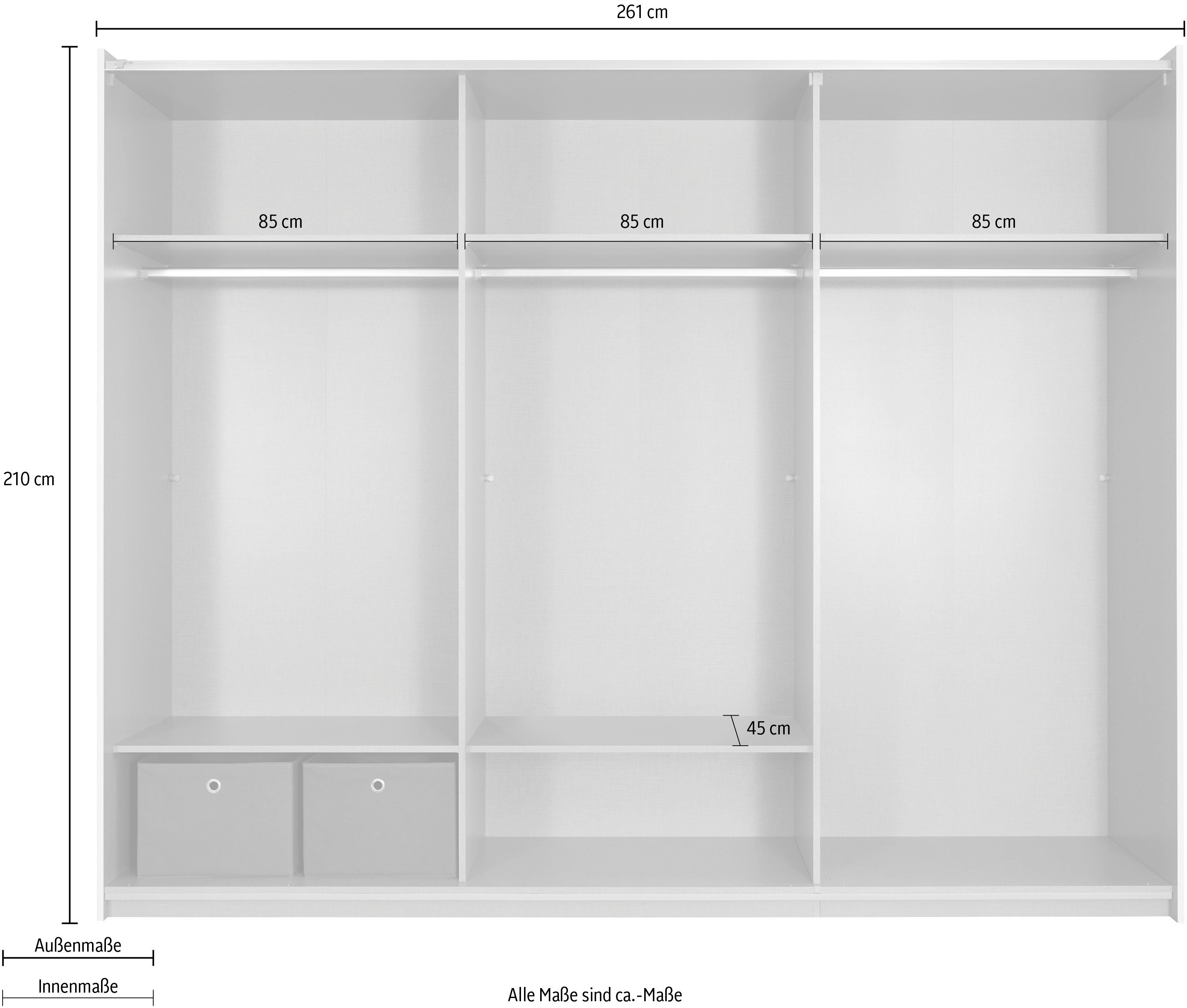 rauch Zweefdeurkast Kledingkast kast garderobe ASTANA met soepel lopende deuren inclusief 2 stoffen dozen en metalen grepen topseller made in germany