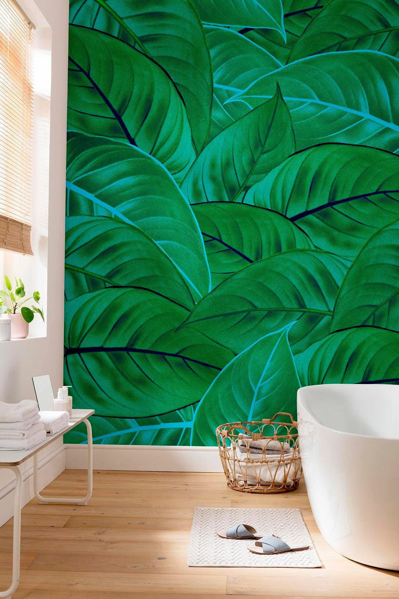 Komar Vliesbehang Digitale print vlies - Jungle Leaves - Afmeting 200 x 250 cm (1 stuk)