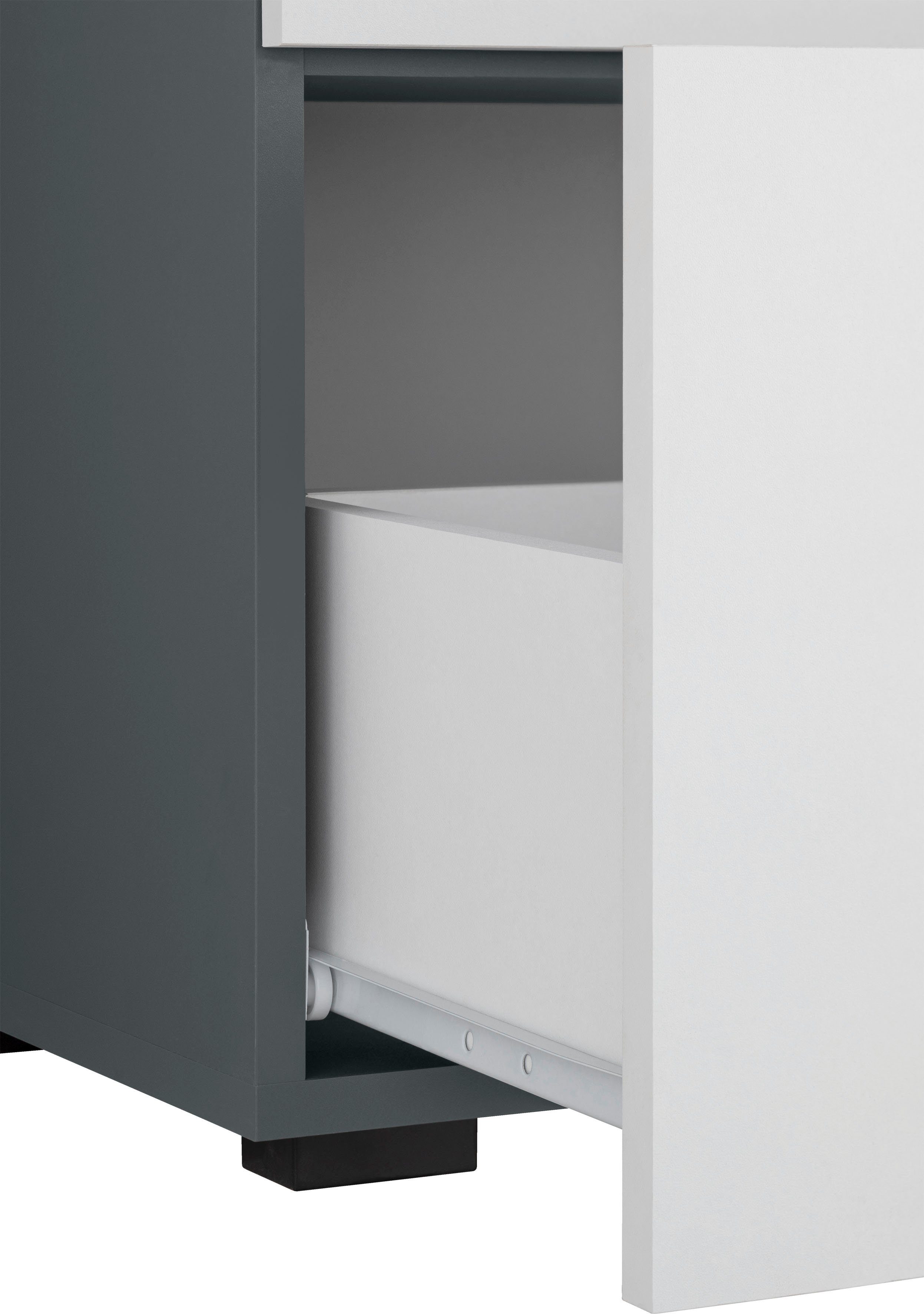 INOSIGN Wastafelonderkast Skara met klep en lade, zwarte grepen, breedte 80 cm, hoogte 55 cm
