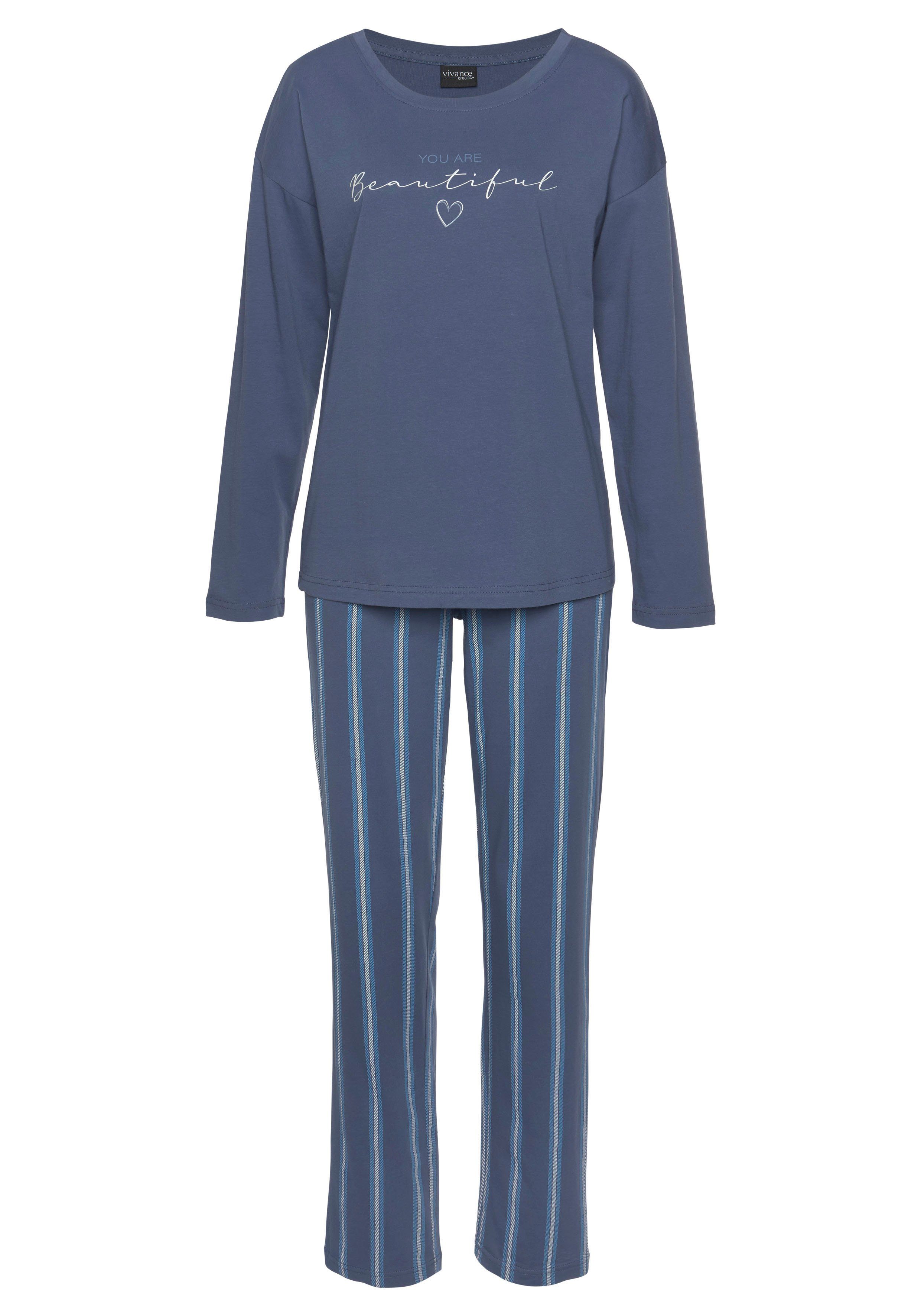 Vivance Dreams Pyjama met frontprint (2-delig, 1 stuk)