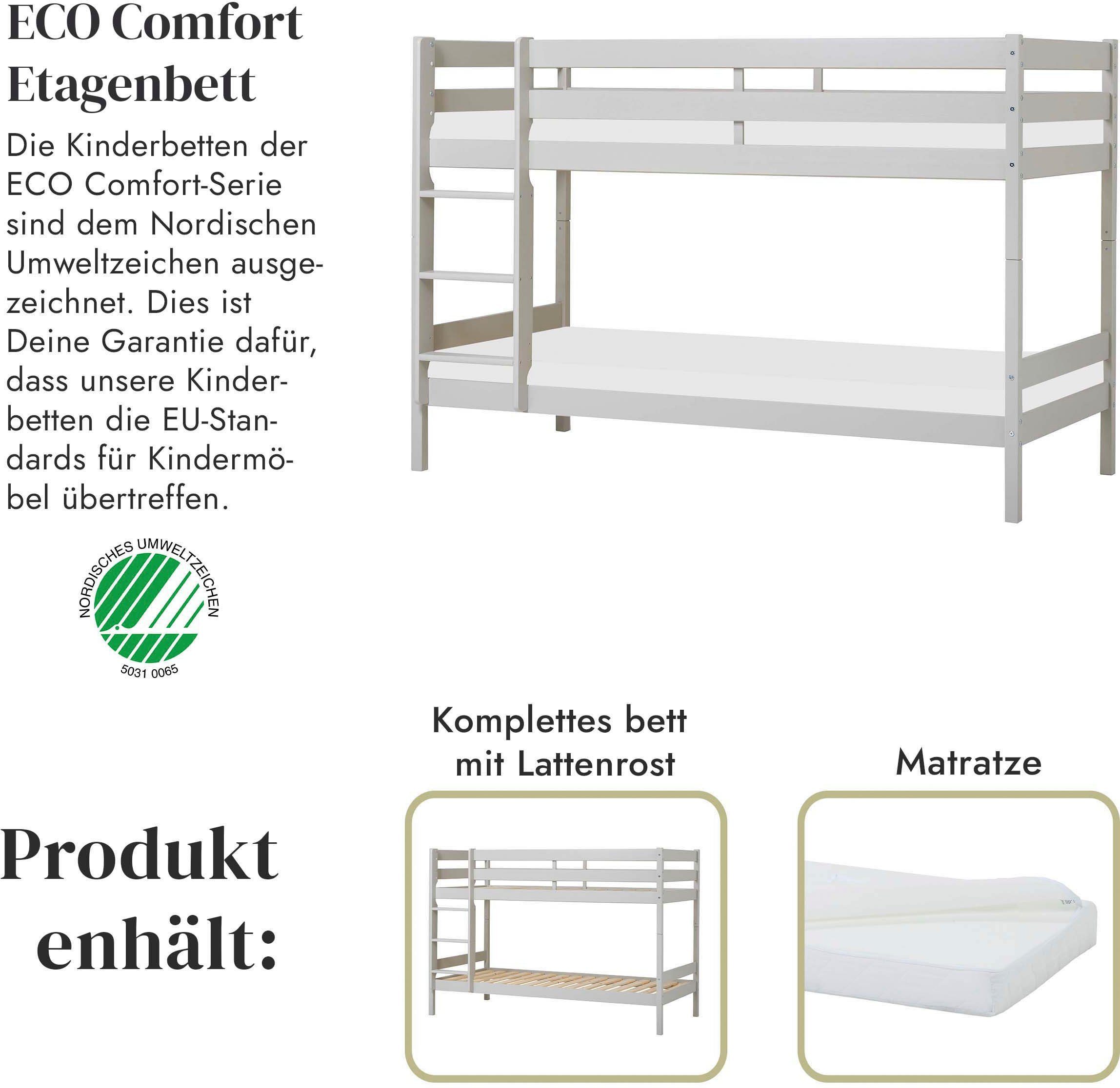 Hoppekids Stapelbed Eco comfort kinderbed 90x200 of 70x160 van massief hout in 4 kleuren