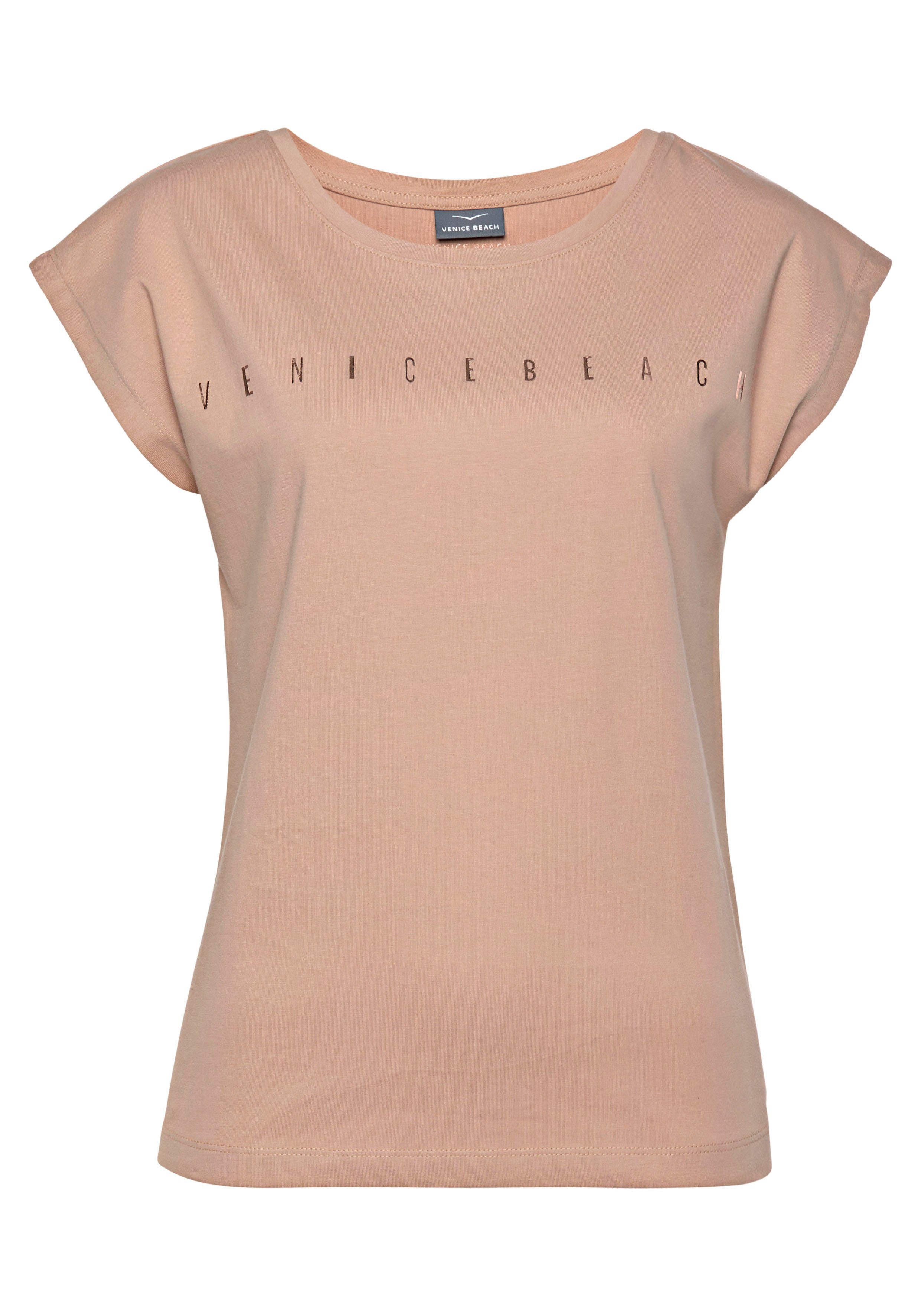 Venice Beach Shirt met korte mouwen t-shirt van katoen met glanzende logoprint