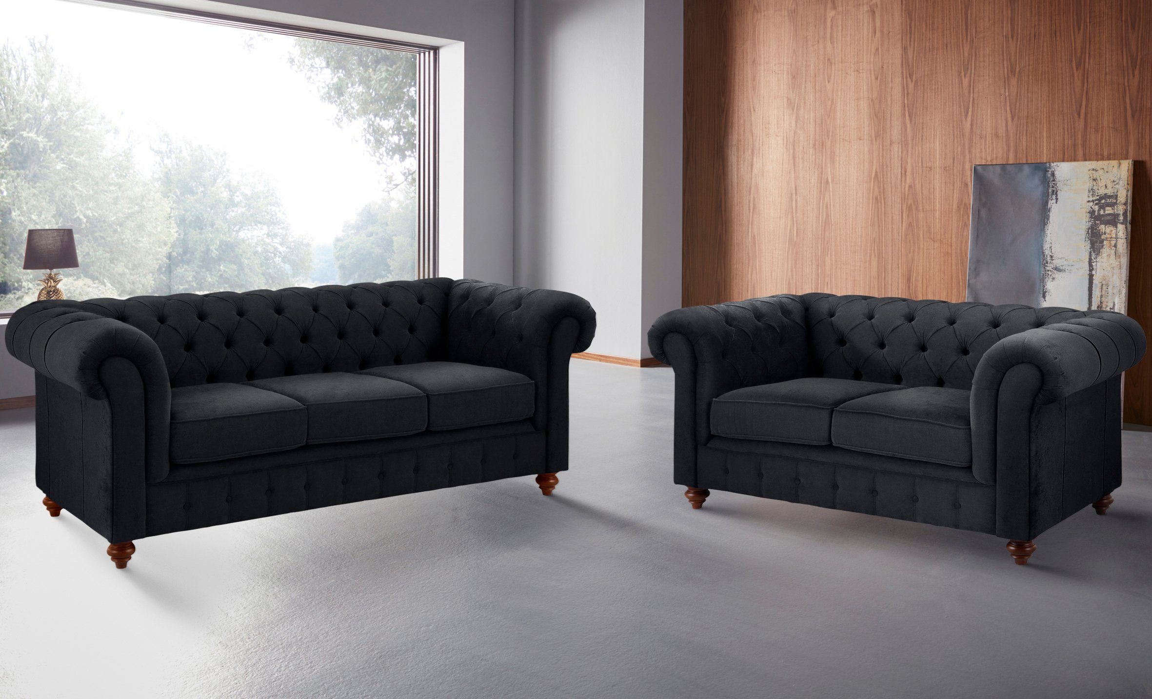 Home affaire Zithoek CHESTERFIELD hoogwaardige knoopdetails, bestaande uit 2- en 3-zitsbank (2-delig)