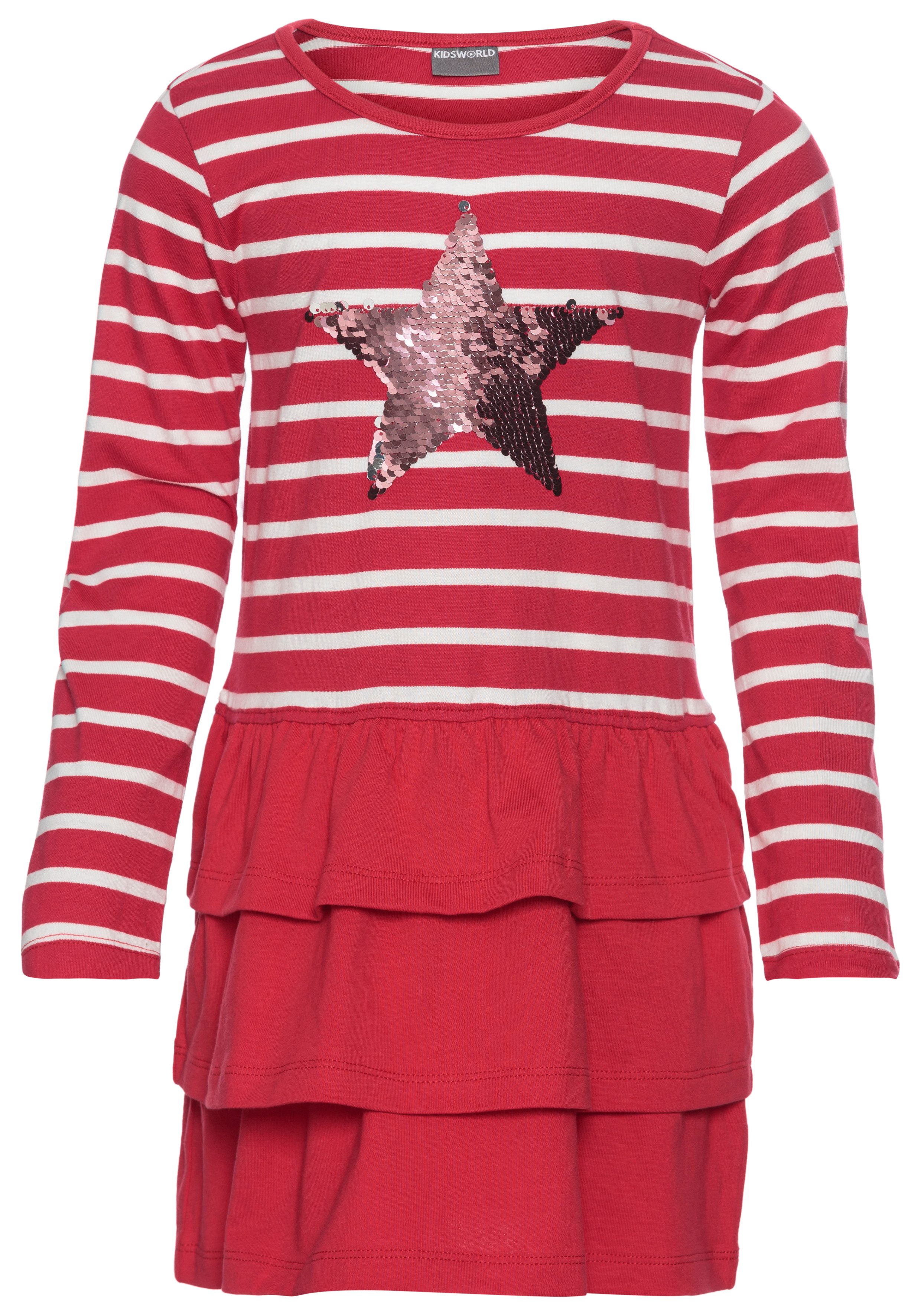 KIDSWORLD Jerseyjurk Voor kleine meisjes voor feesten en speciale gelegenheden, knie-vrije lengte, modieuze stijl