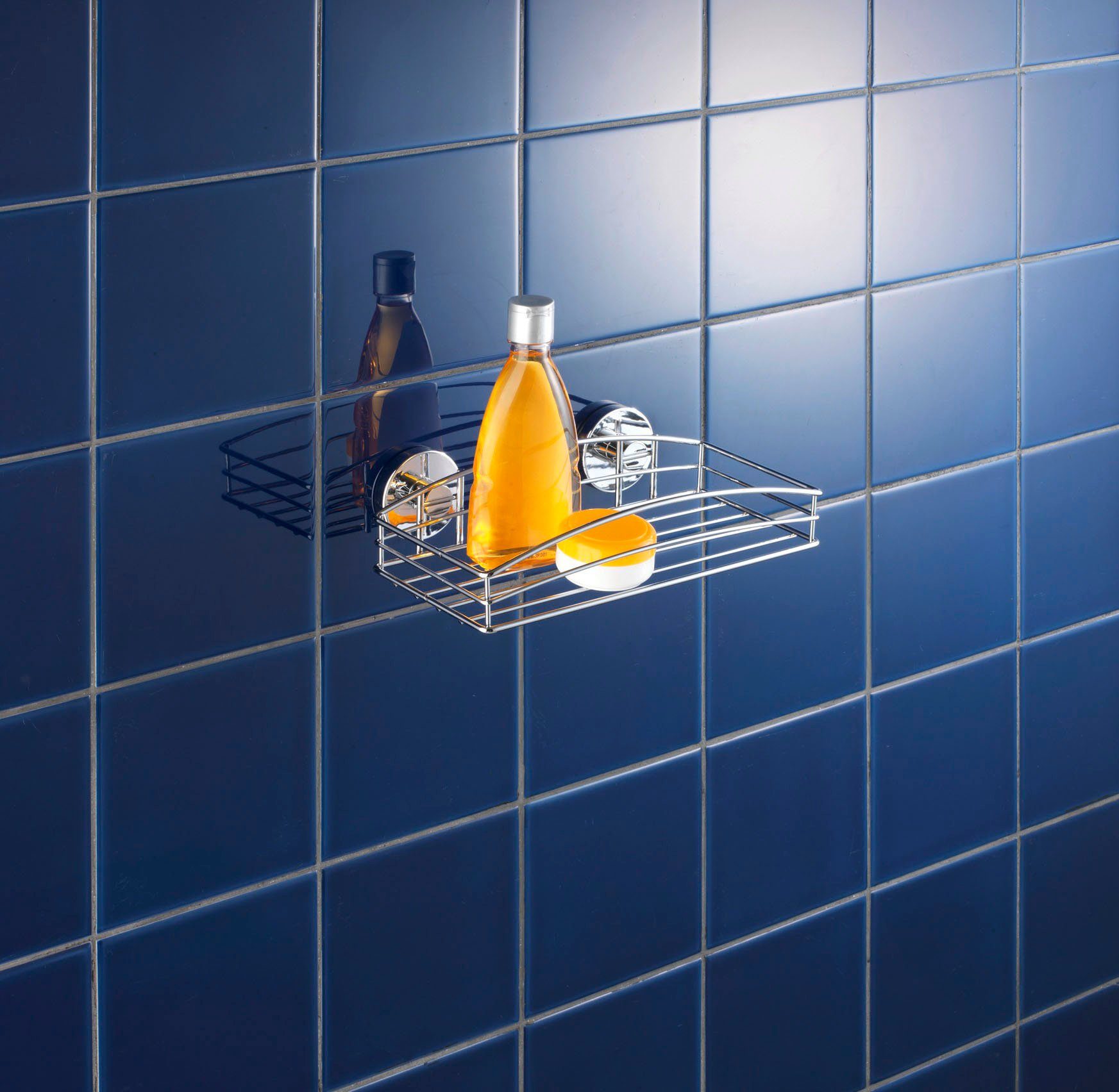 WENKO Doucherekje Vacuüm-Loc 1 mand, 2 legplanken, 2 haakjes (2 stuks) rekken & planken zilver
