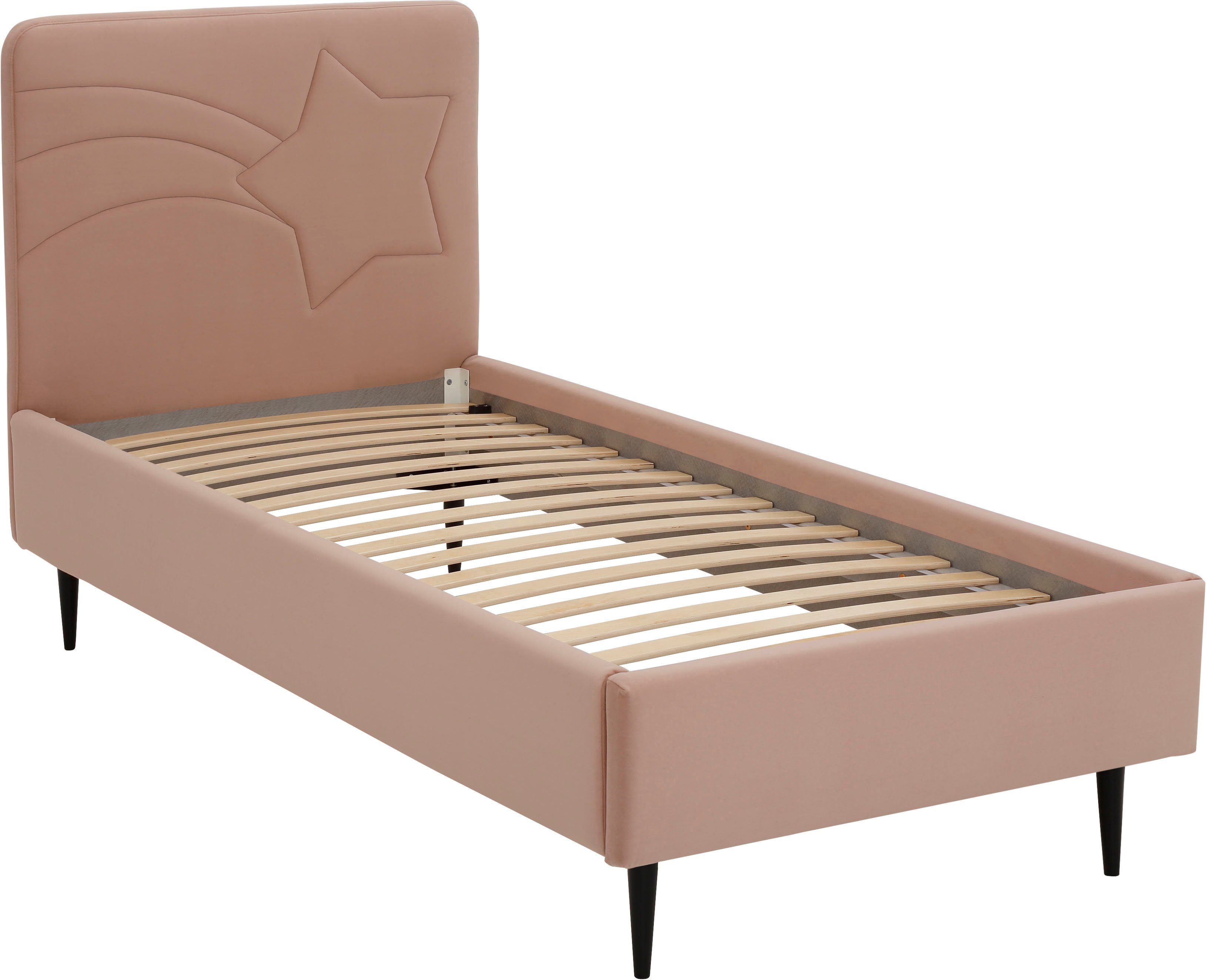 Lüttenhütt Gestoffeerd bed Jonte prettig bekleed hoofdbord met decoratief sterreliëf