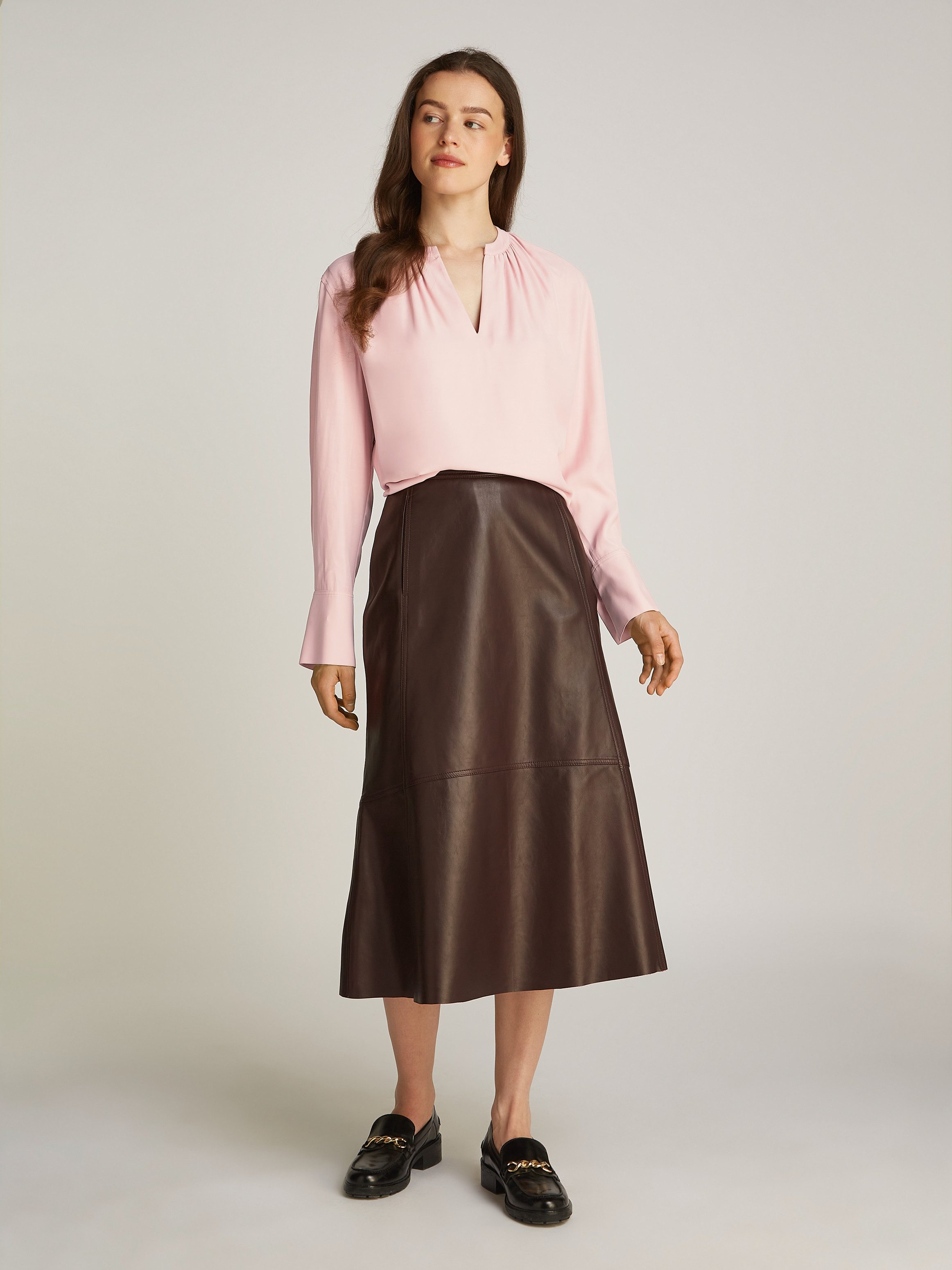 Tommy Hilfiger Blouse met lange mouwen SOFT VIS V NECK LS BLOUSE