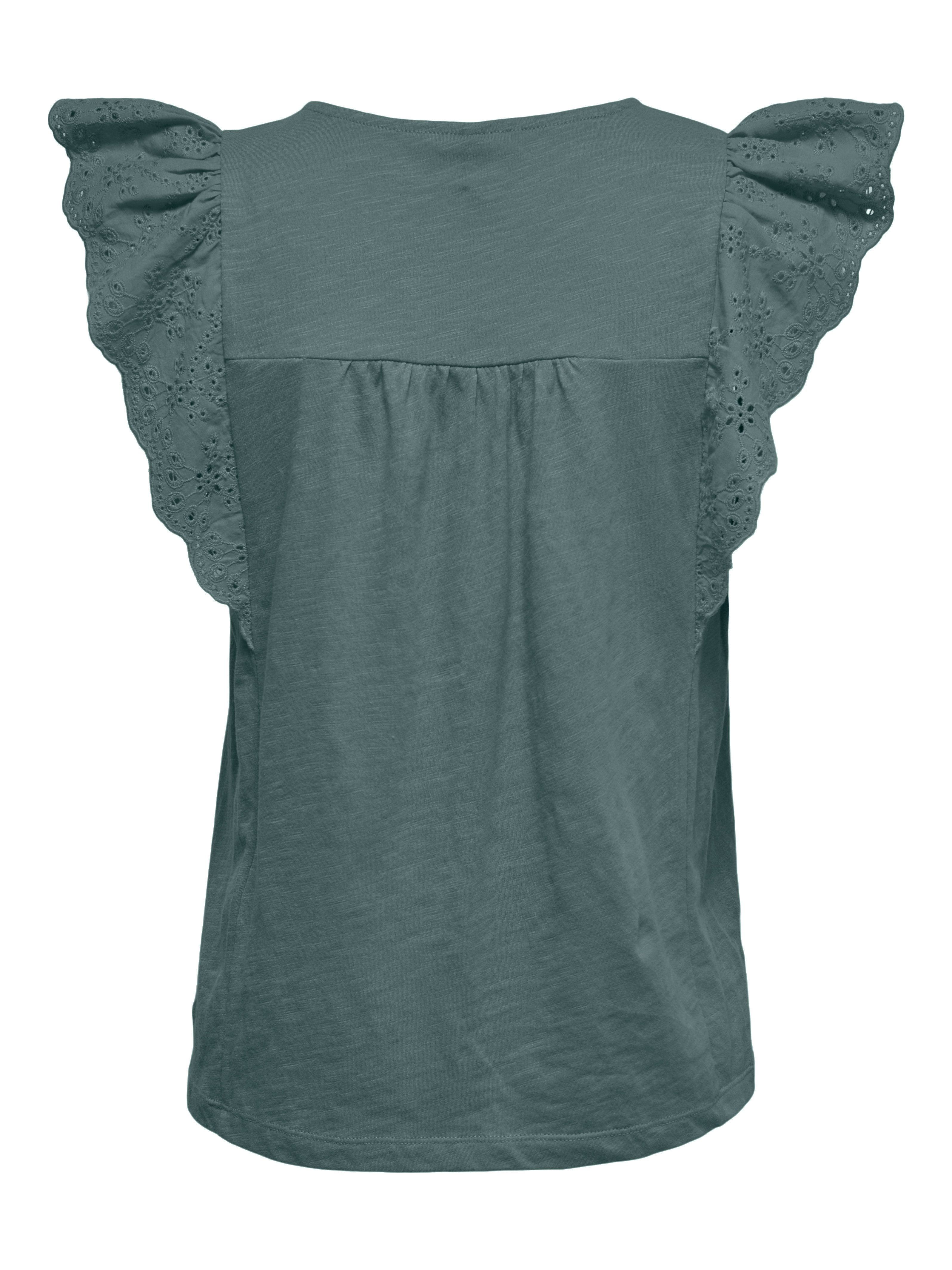 Only Shirt met korte mouwen ONLLEA S/L FRILL MIX TOP JRS