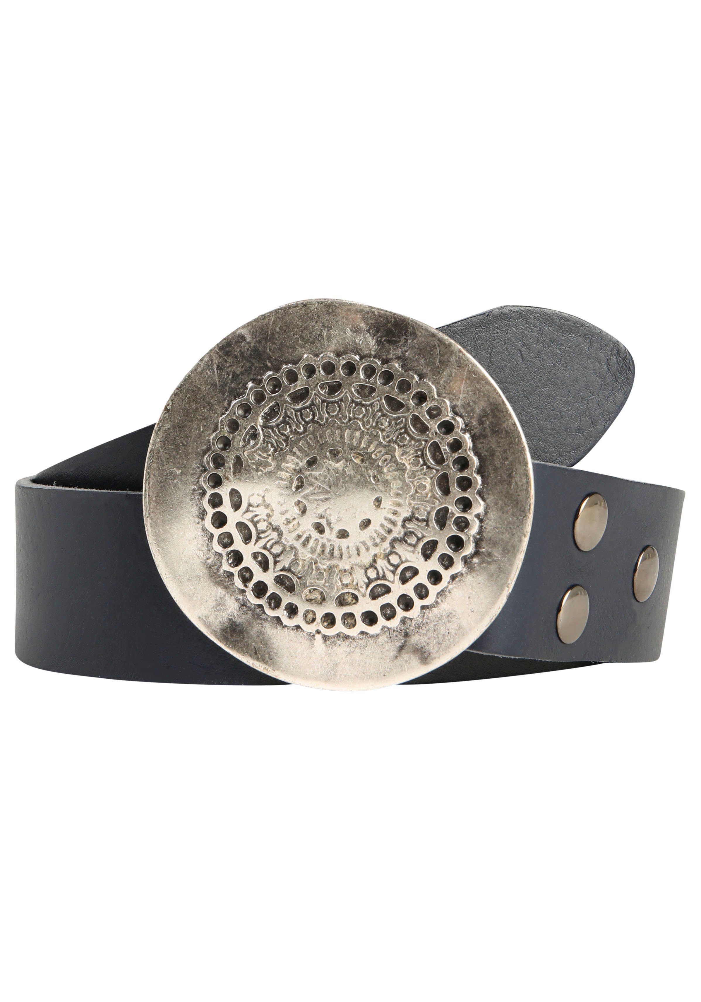 RETTUNGSRING by showroom 019° Leren riem met verwisselbare sluiting "sluiting rond golf" unisex riemen maat 105 blauw