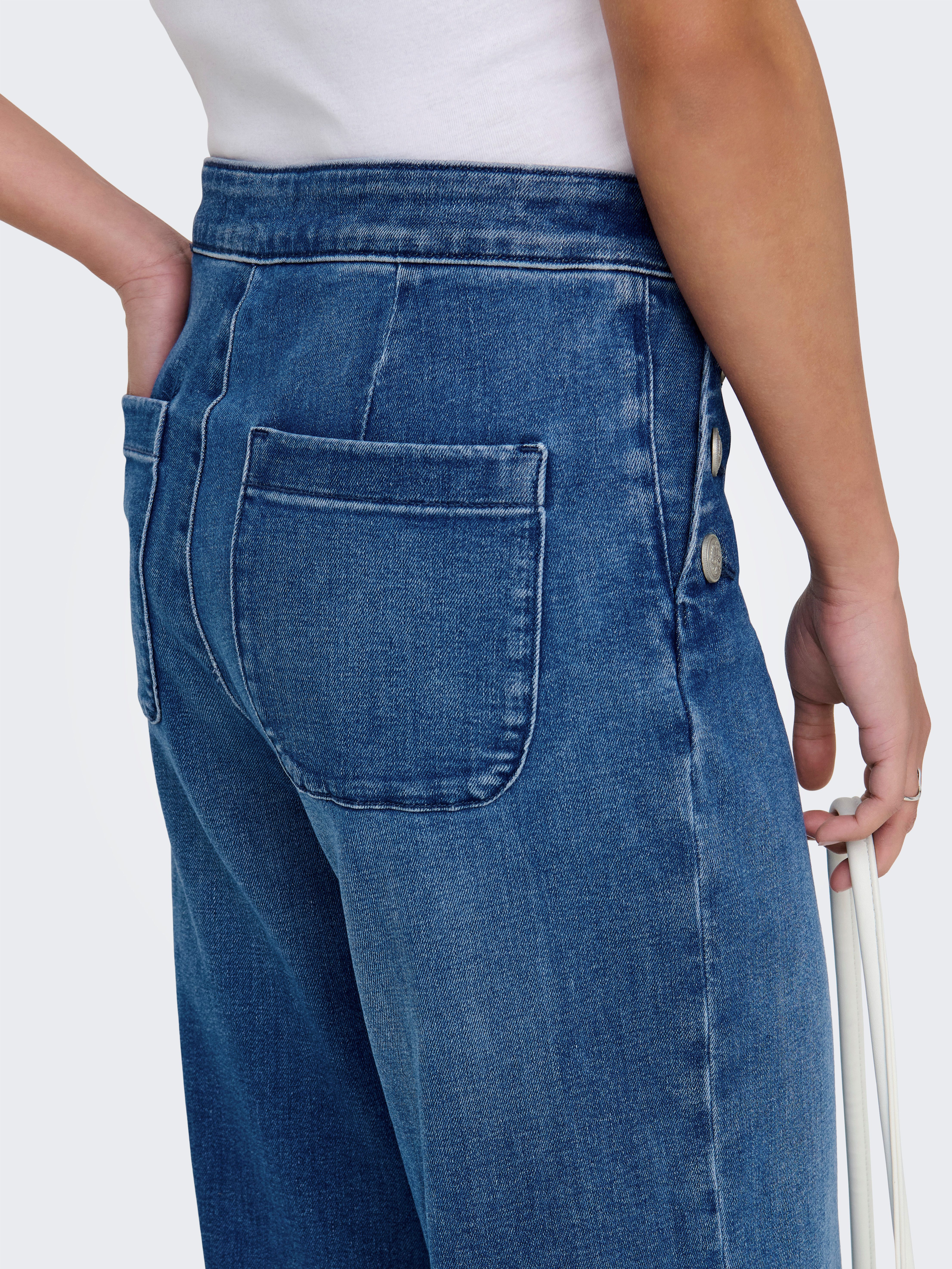 Only High-waist jeans ONLMADISON HW BUTTON WIDE DNM GEN769NOOS
