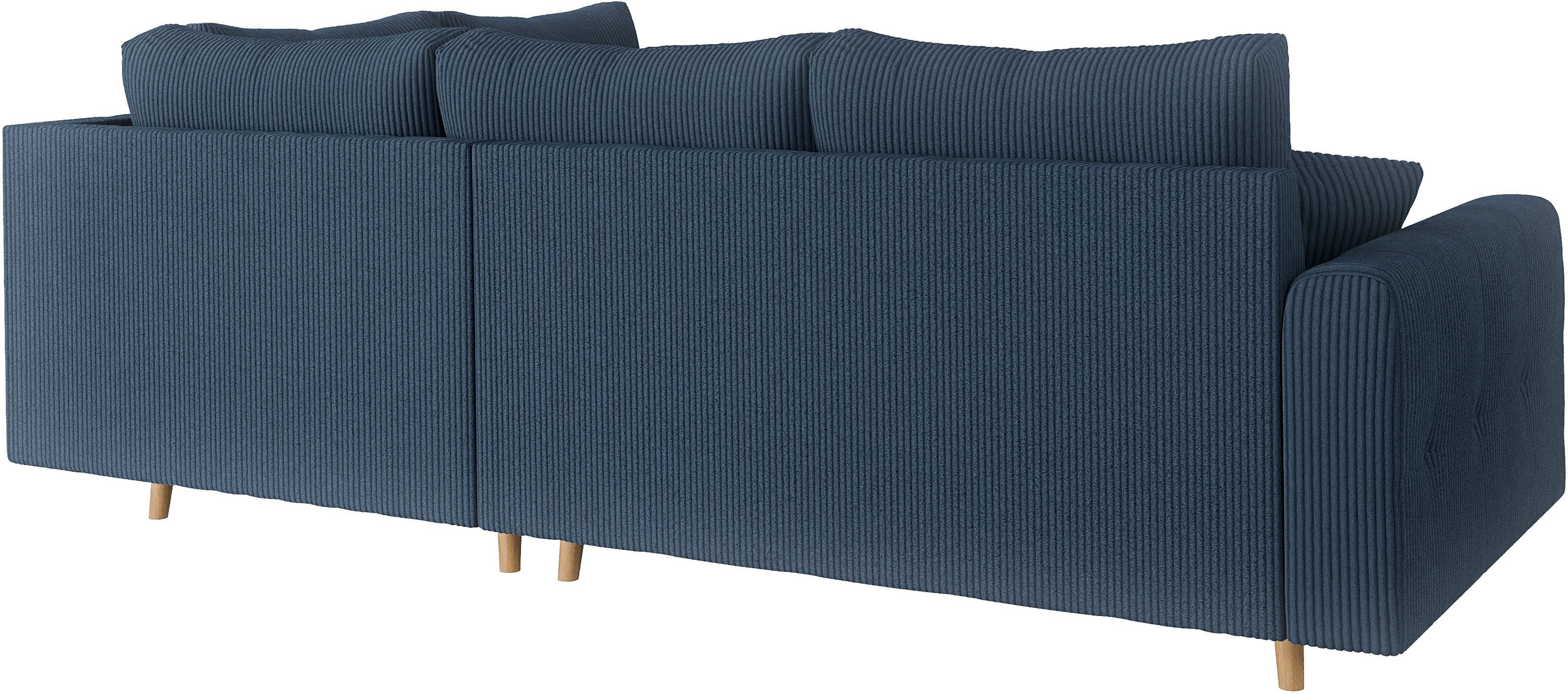 Home affaire Hoekbank CHARRE L-vorm met ottomane, afmetingen B/D/H: 231/161/81 cm fijne stiksels, losse rug- en sierkussens, ook in cord en bouclé