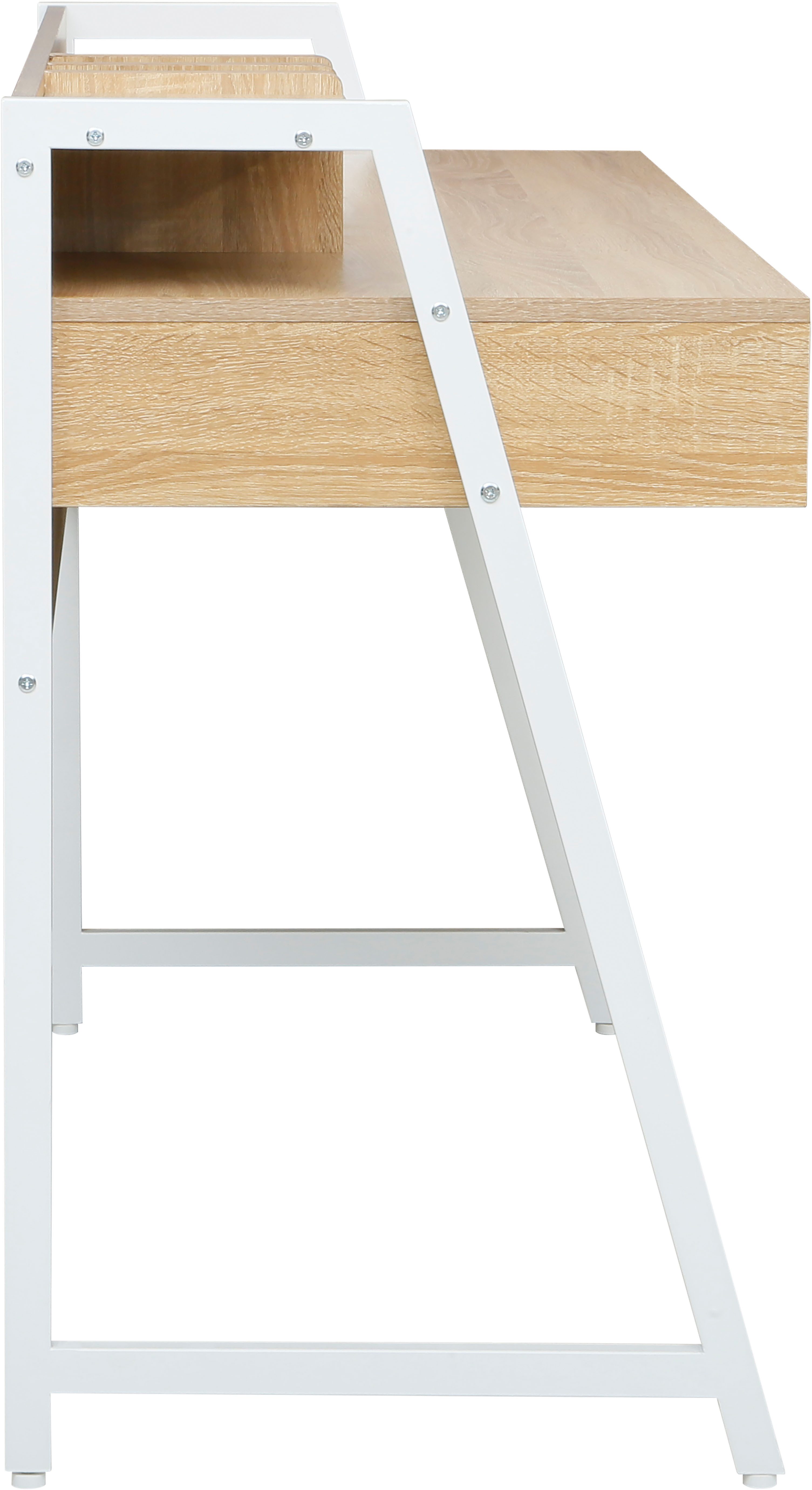 Home affaire Bureau COWELL 2 lades, opbergruimte & geïntegreerde boeksteunen, metalen frame
