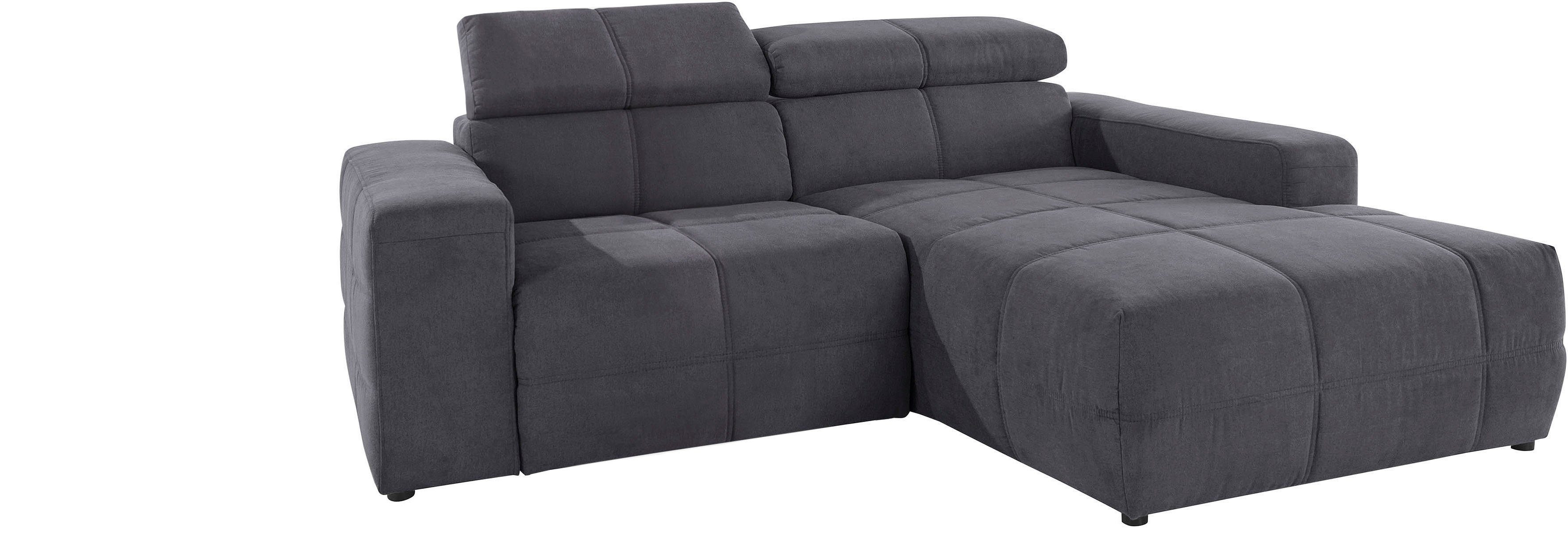DOMO collection Hoekbank Brandon, inkl. Kopfteilverstellung, B/T/H: 214/100/80 cm, L-Form Met verstelbare hoofdsteun, ook in leer en cord, L-model