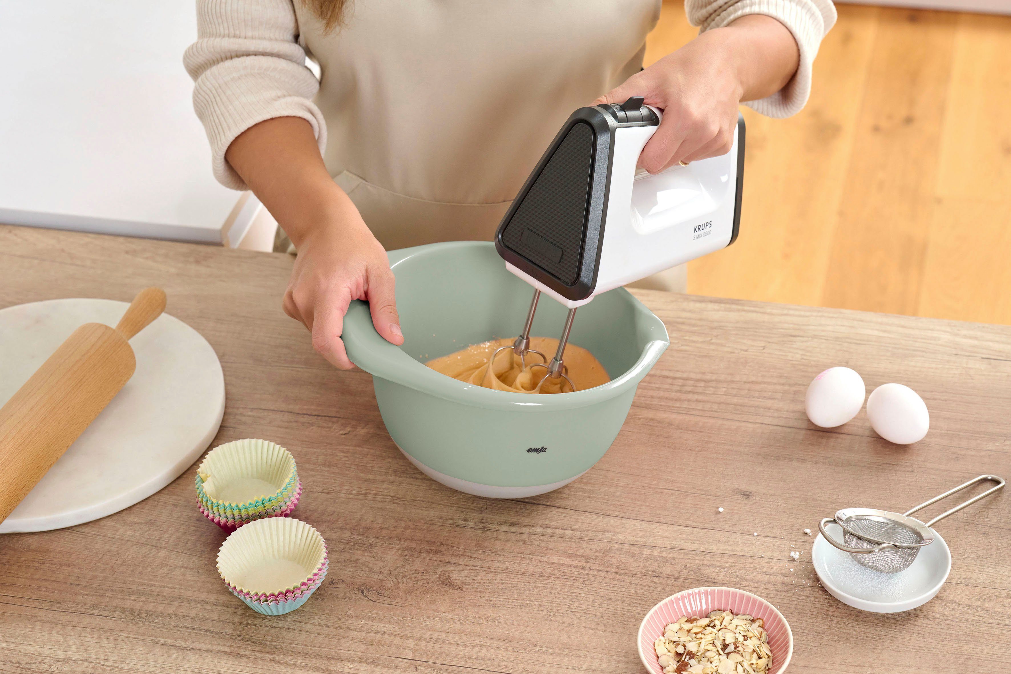 Emsa Mengkom K324S3 Prep&Bake antislip bodem, gietlip voor nauwkeurig gieten, 1,4/2,8/4,7 l (set, 3-delig)