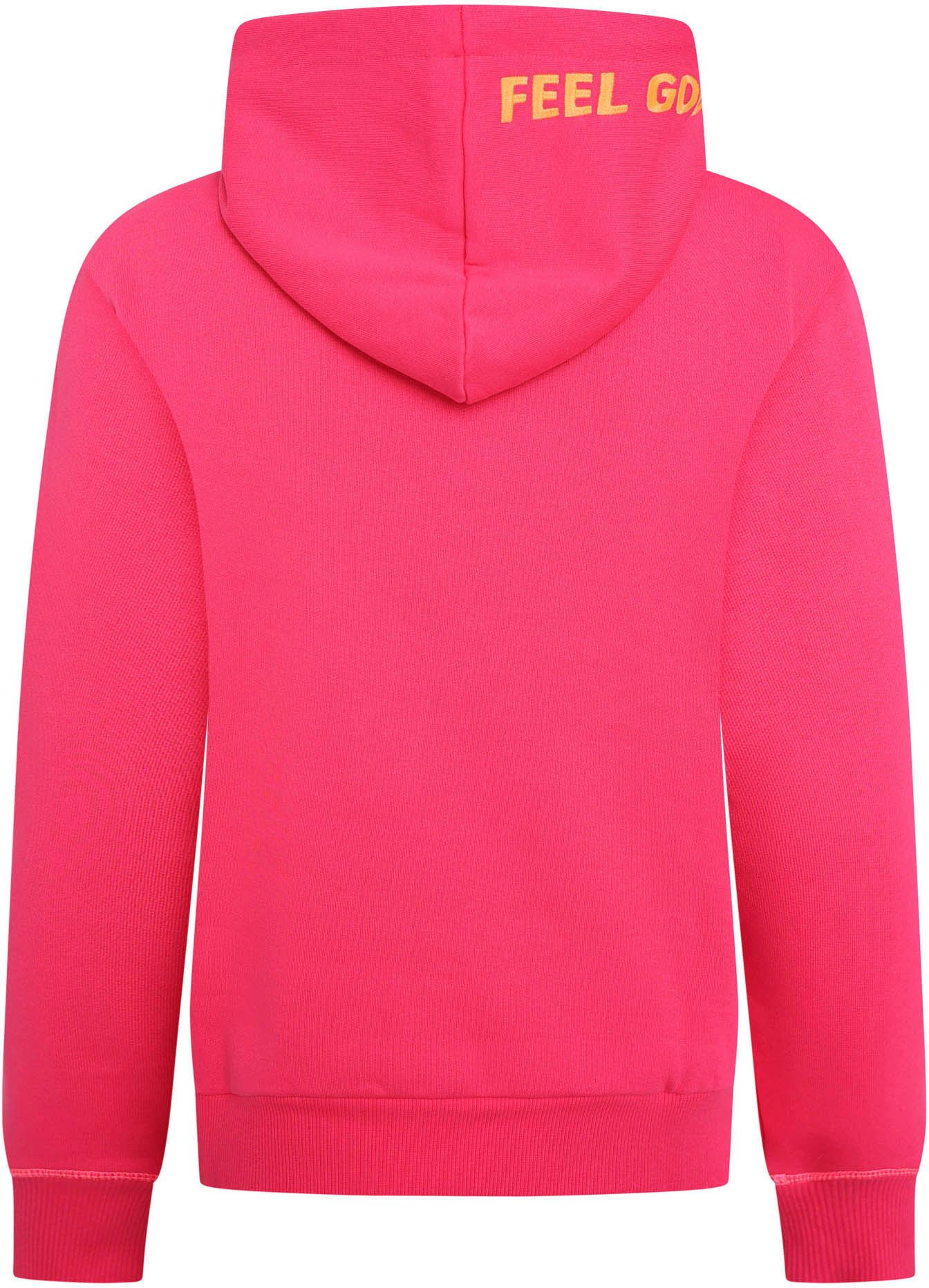 Zwillingsherz Sweatshirt met "happy"-opdruk en "feel good"-opschrift op de capuchon