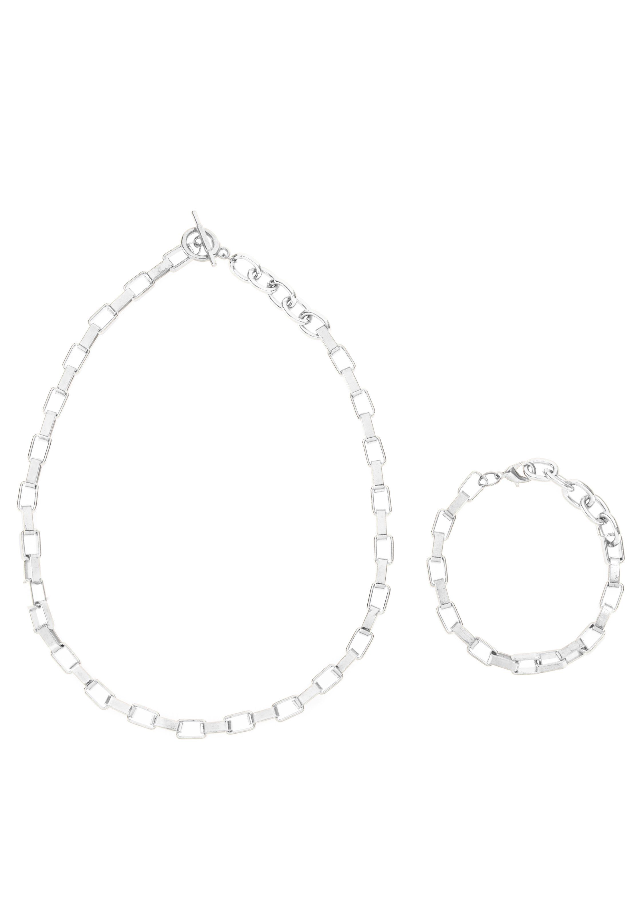 Lascana Kettingen- en armbandset Sieraandeel-set, 2-delig. Schakelketting, halssieraandeel,...