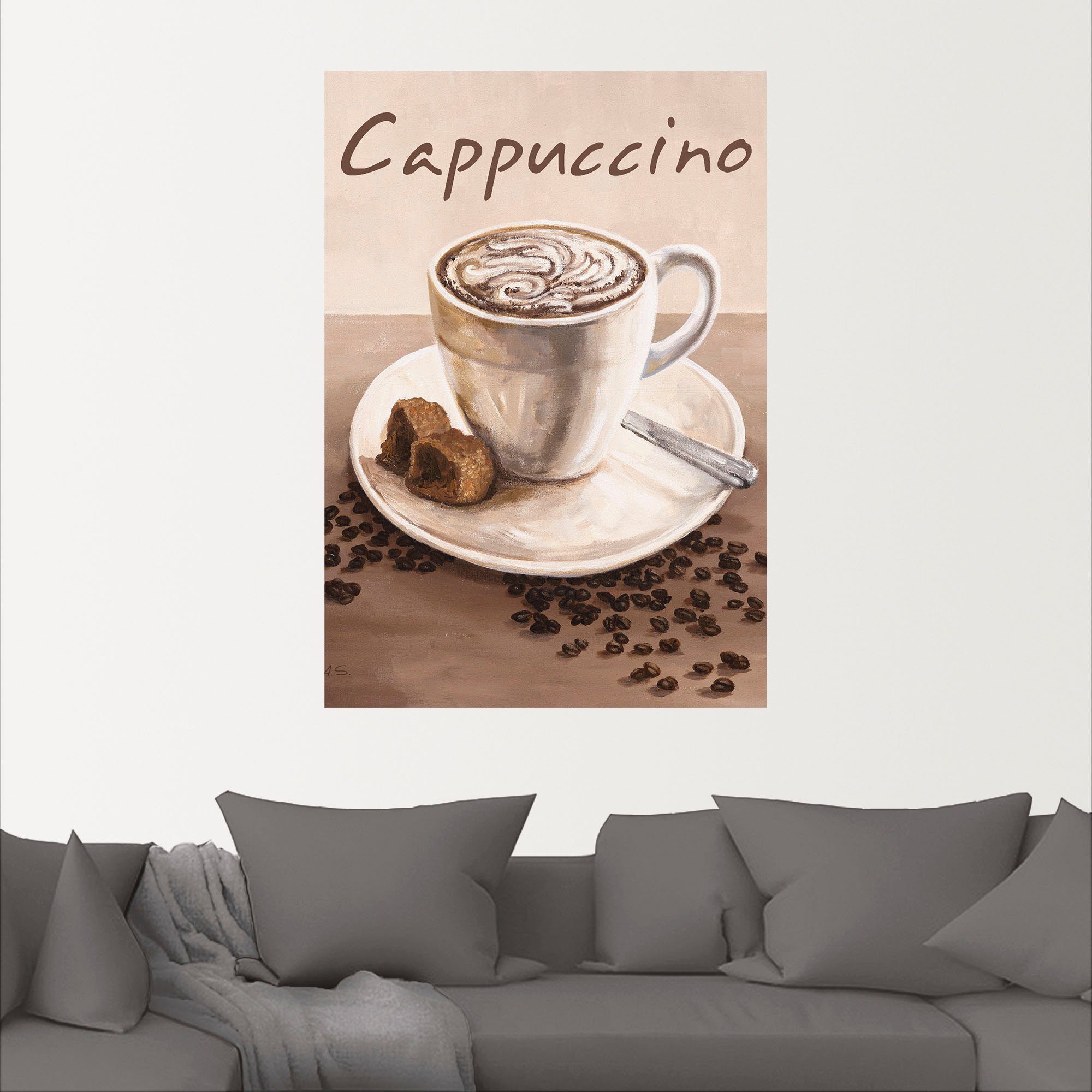 Artland Artprint Cappuccino - koffie als artprint op linnen, poster, muursticker in verschillende maten